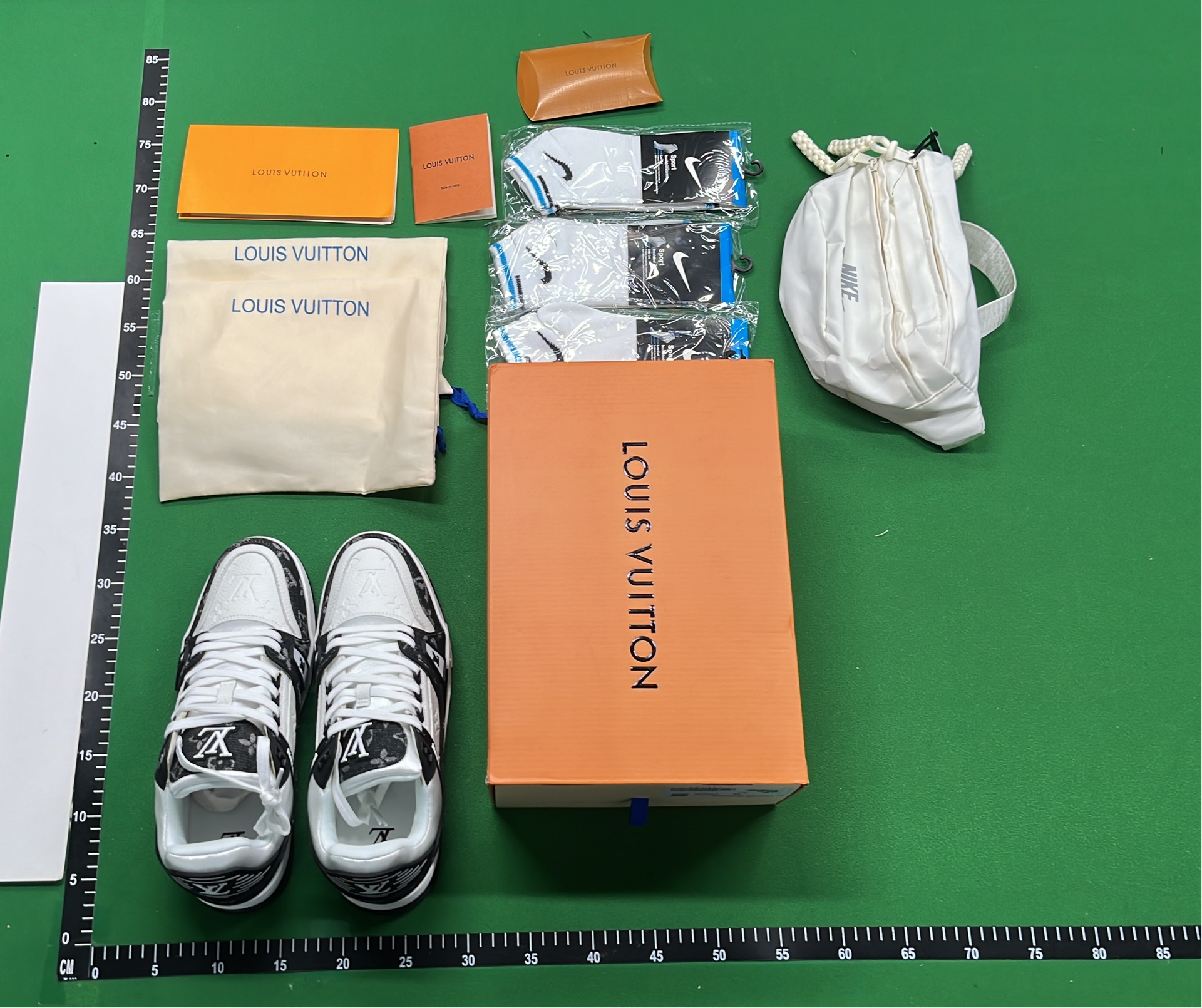 LV Black Skateboarding Sneakers with White Laces