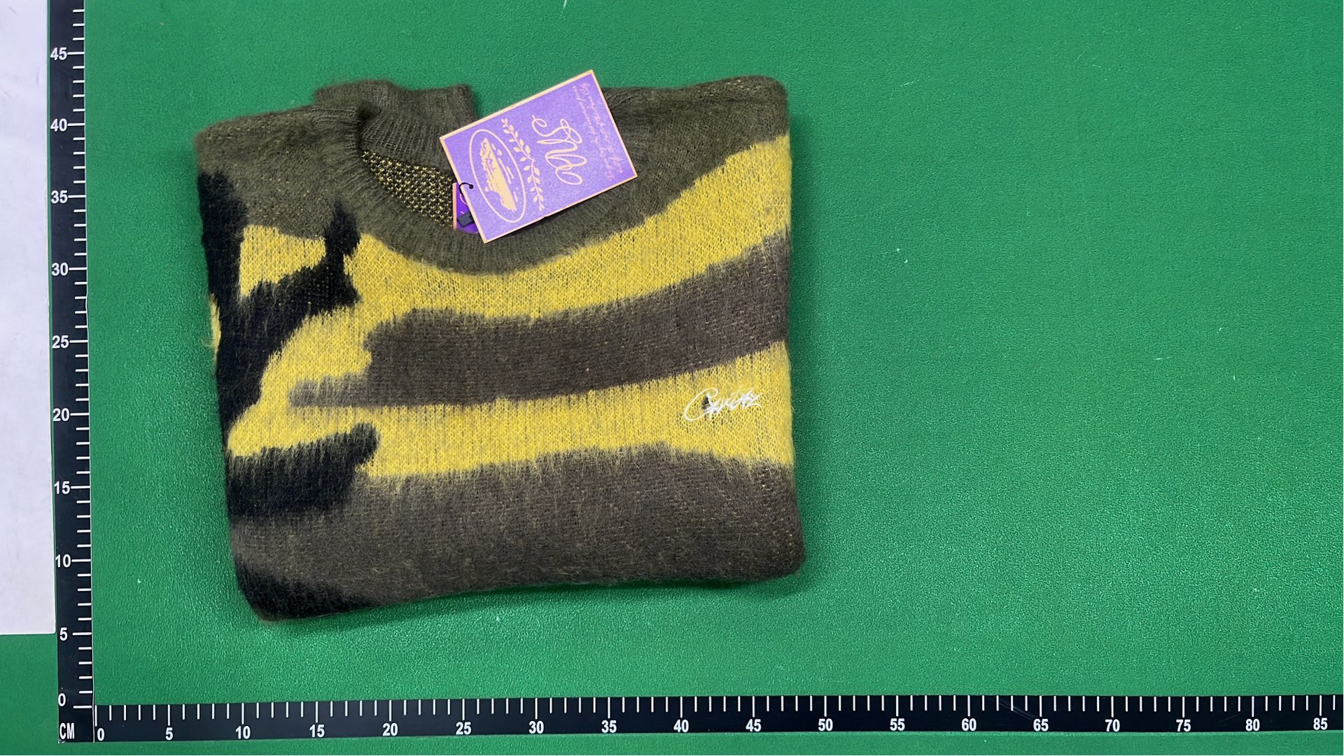 Celine Camouflage Pattern Knit Sweater in Olive and Yellow