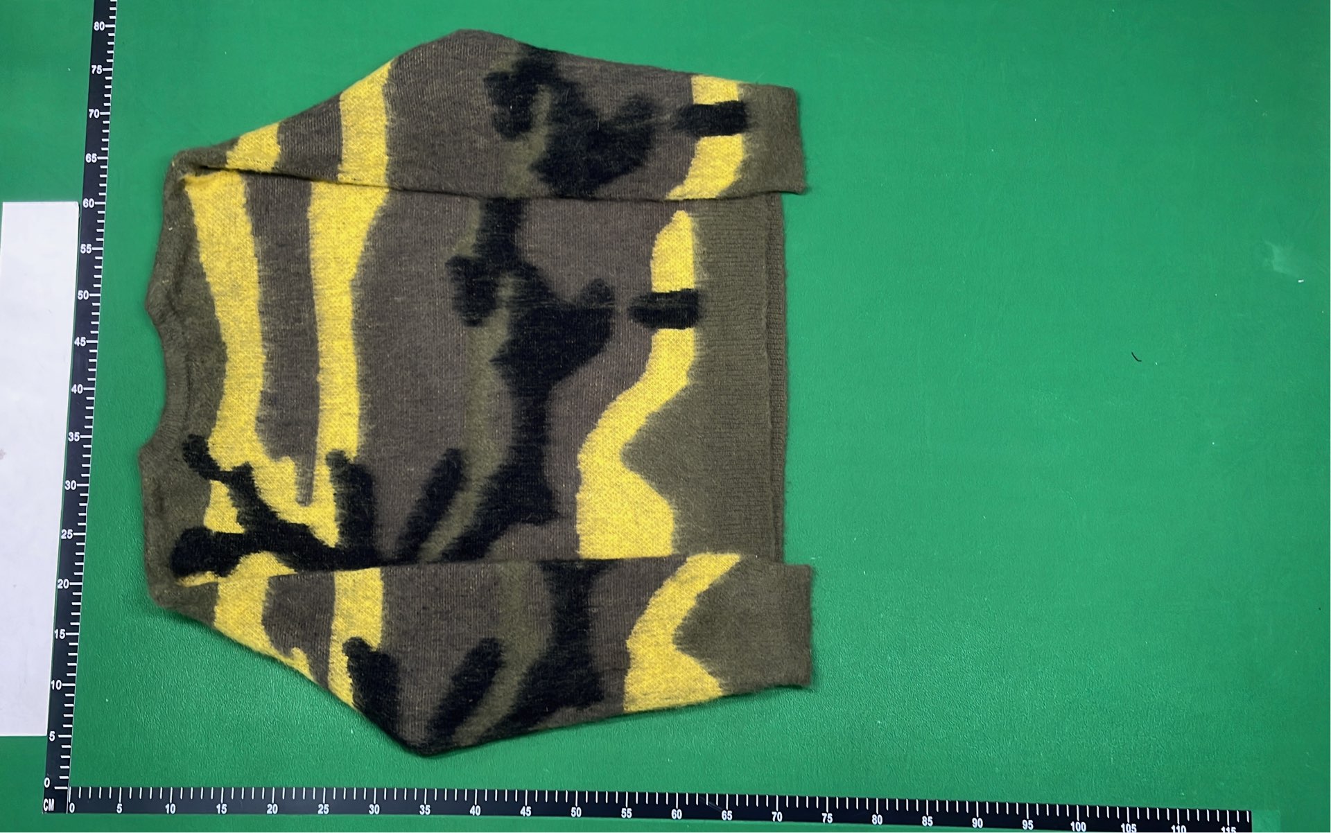 Celine Camouflage Pattern Knit Sweater in Olive and Yellow