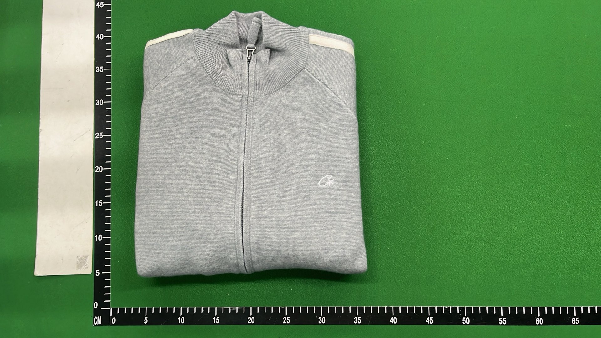 Grey Zip-Up Track Jacket with White Stripes