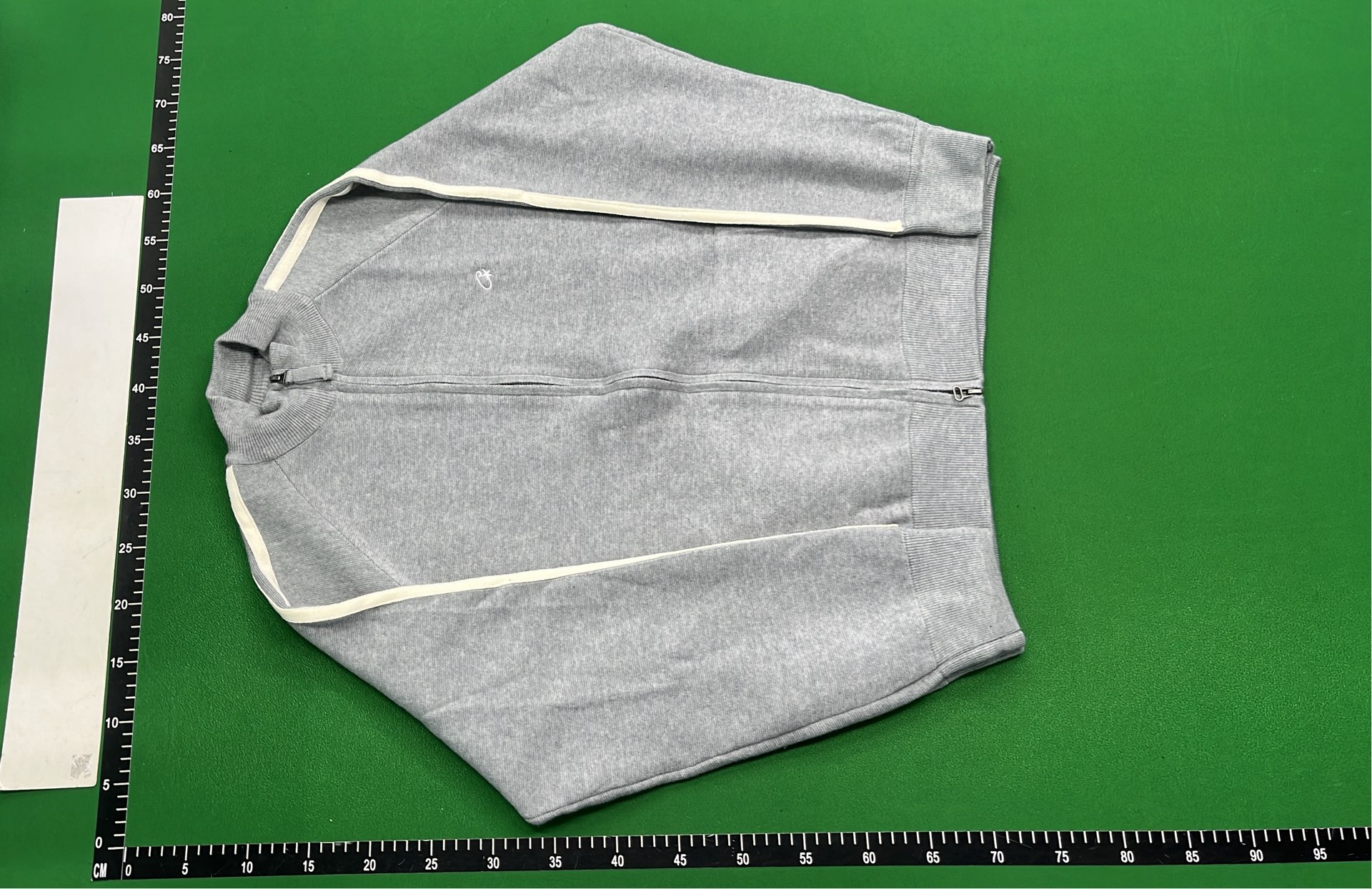 Grey Zip-Up Track Jacket with White Stripes