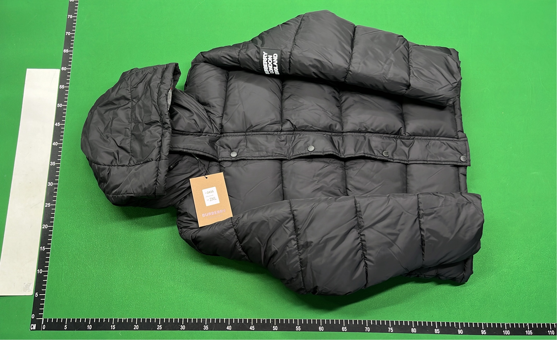 Burberry Black Down Jacket with Check Lining
