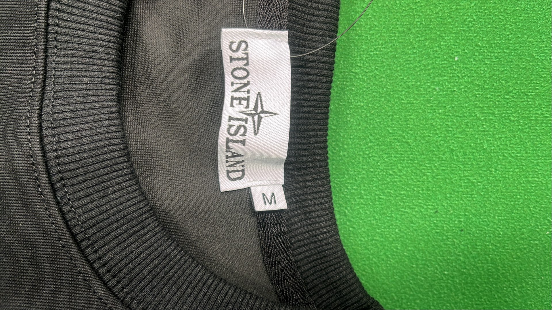 Stone Island Black Crewneck Sweatshirt with Logo Patch