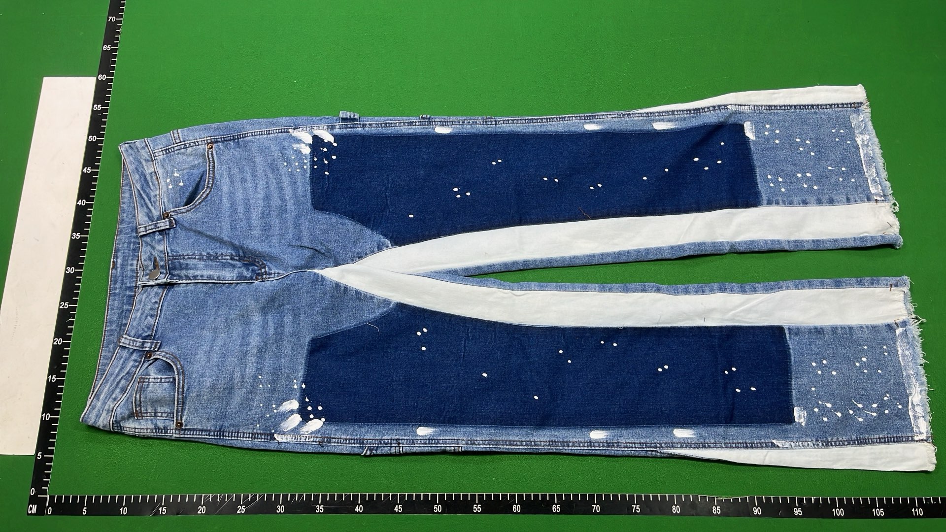 Patchwork Denim Jeans with Distressed Details