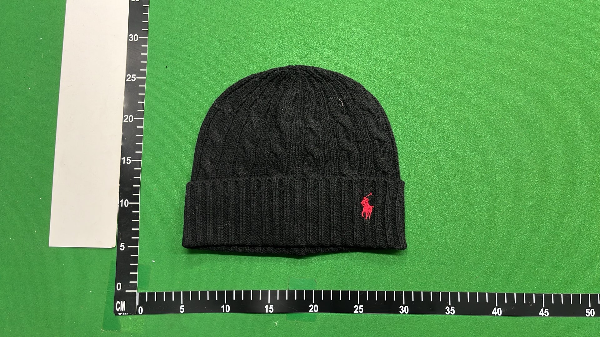Cable Knit Beanie Hat with Embroidered Pony Logo