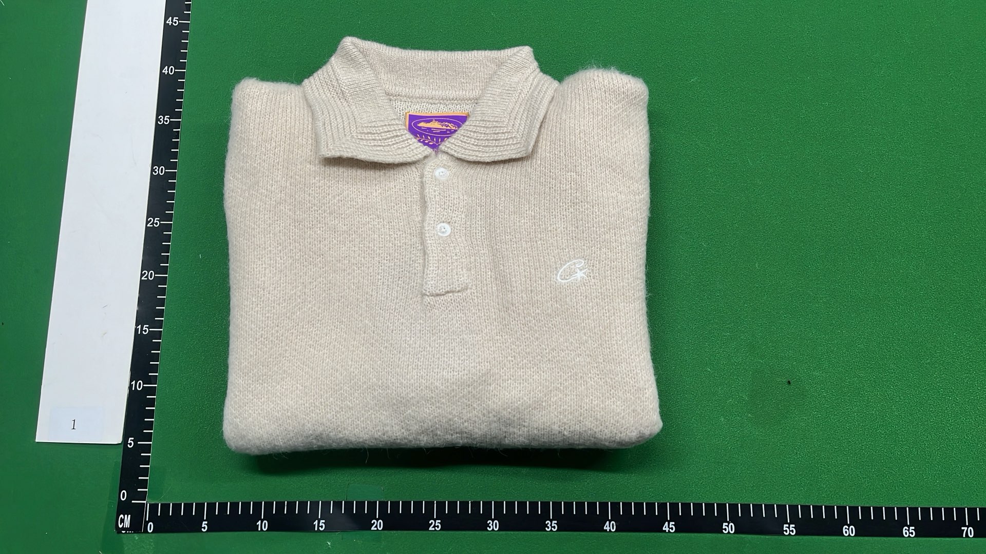 Cream Knit Polo Sweater with Button Detail