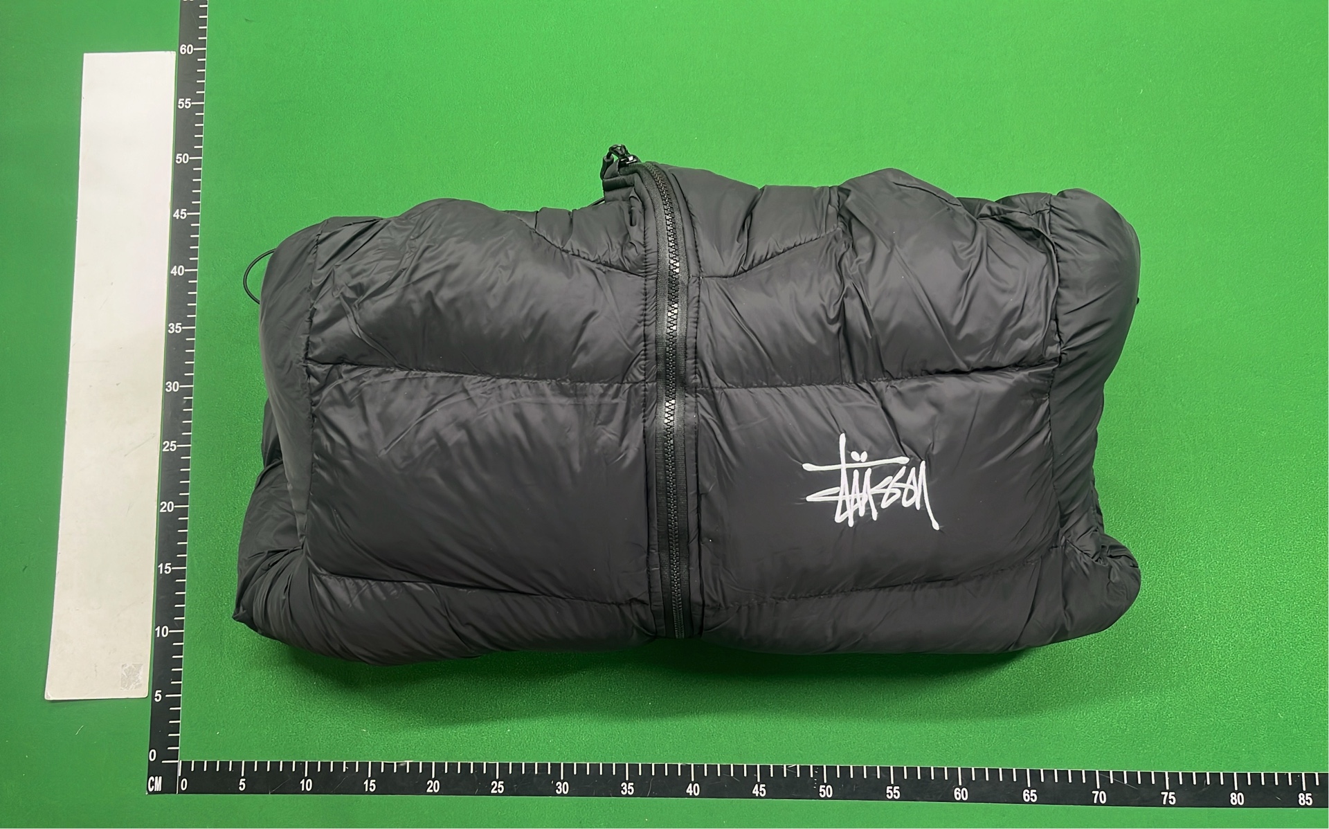 Stussy Black Puffer Jacket with Hood and Logo