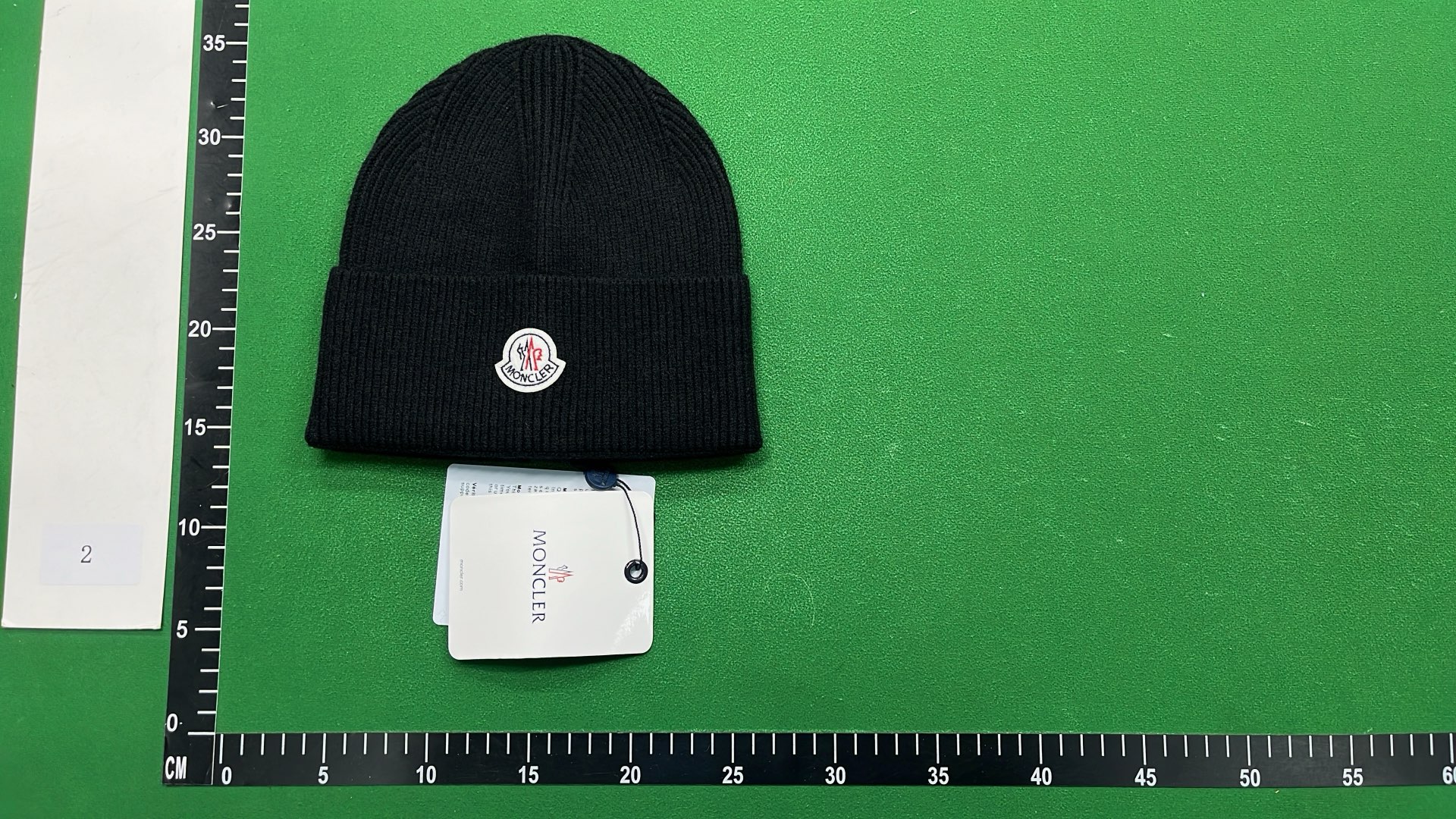 Moncler Black Knit Beanie with Logo Patch