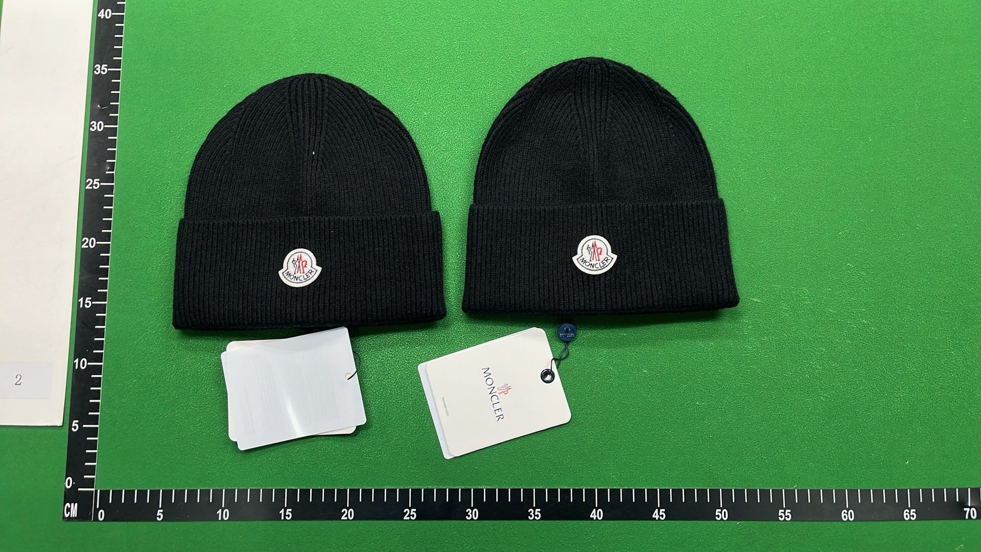 Moncler Black Knit Beanie with Logo Patch