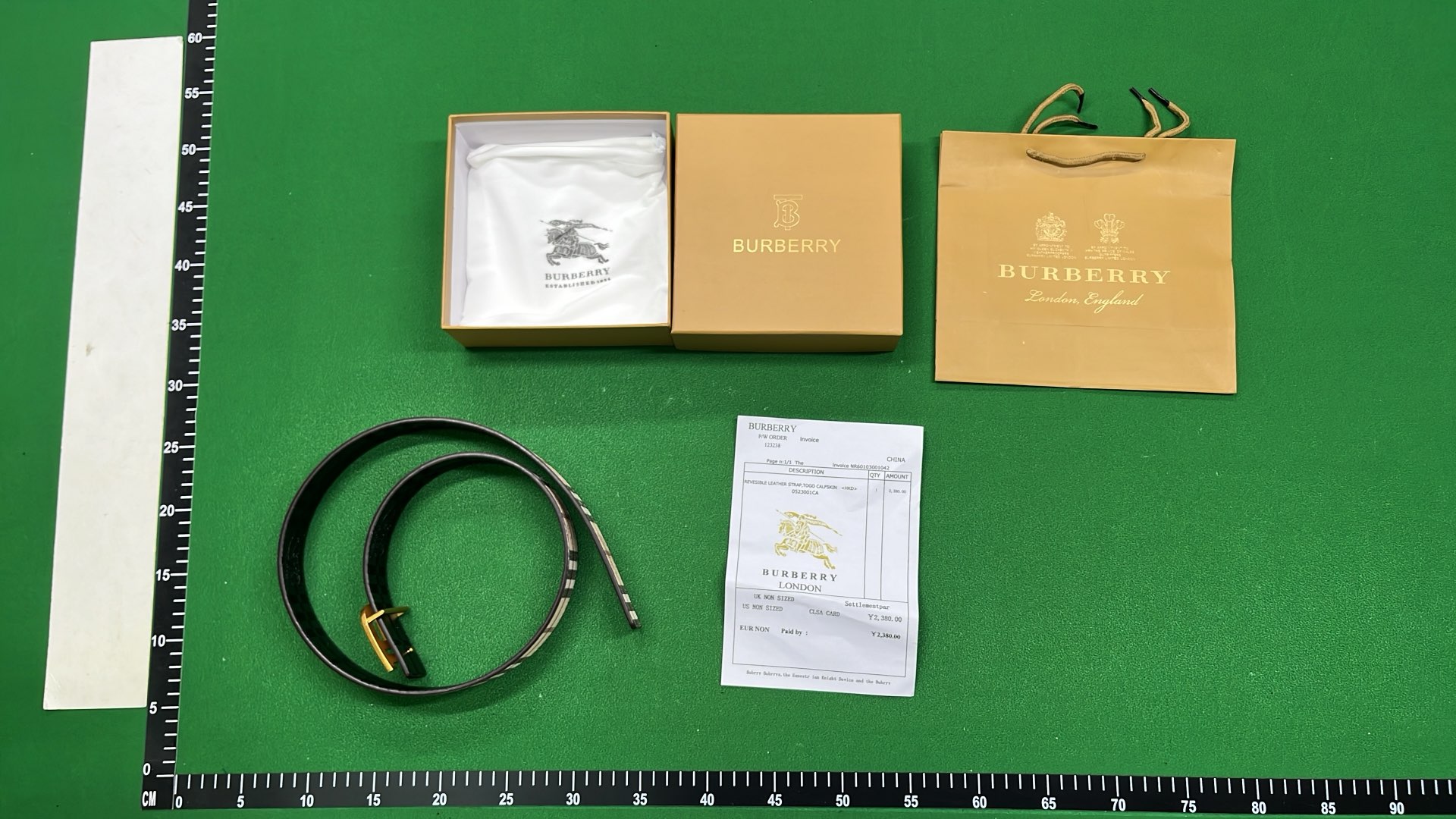 Burberry Check Pattern Belt with Iconic Buckle