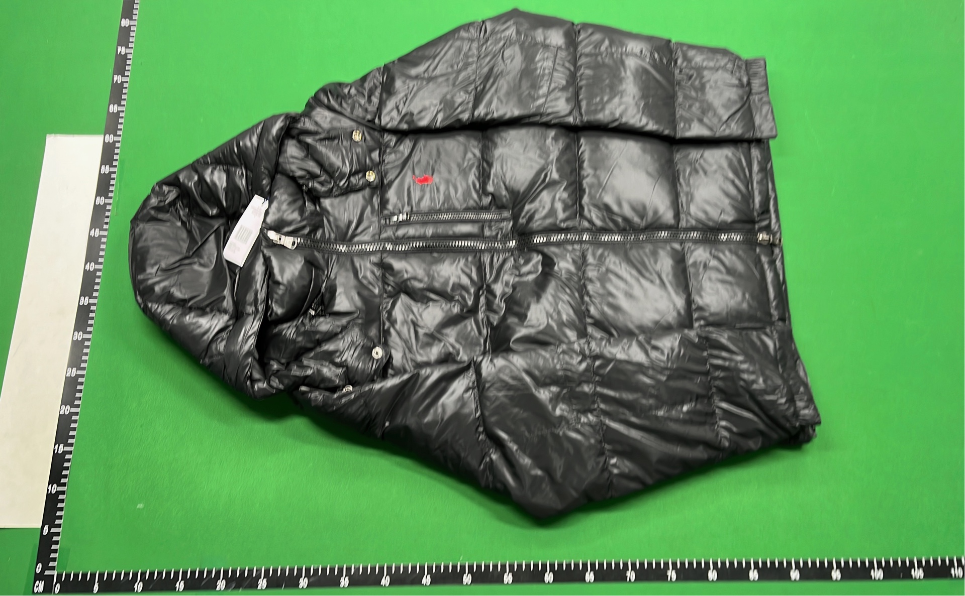 Black Down Puffer Jacket with Hood and Zipper Front