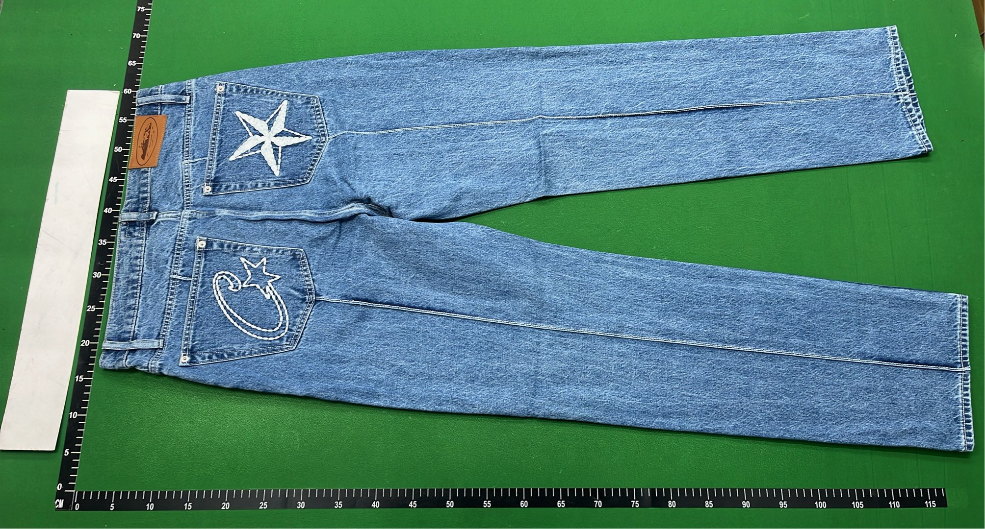 C*Star Denim Jeans with Star Patch and Logo Pockets