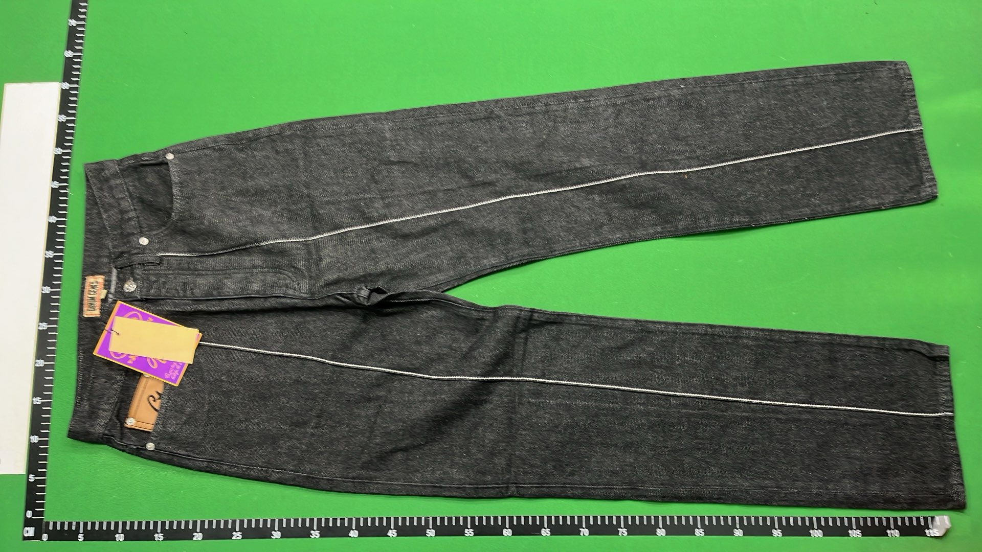 Black Distressed Denim Jeans with Star Patch Design