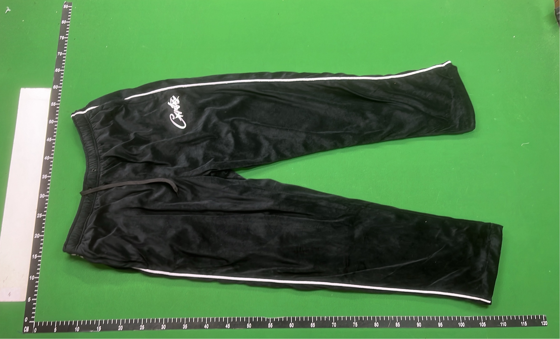 Black Track Pants with White Side Stripes