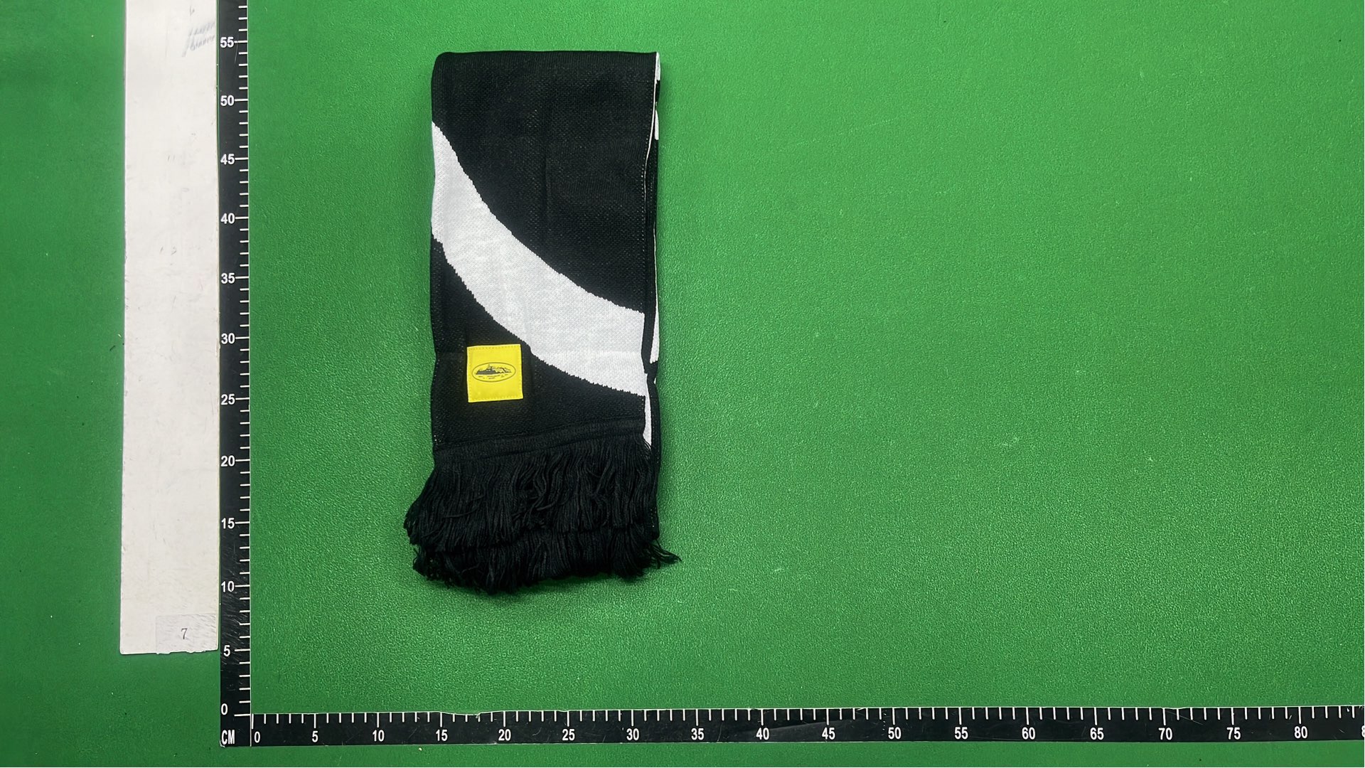 Black and White Geometric Pattern Scarf with Fringe