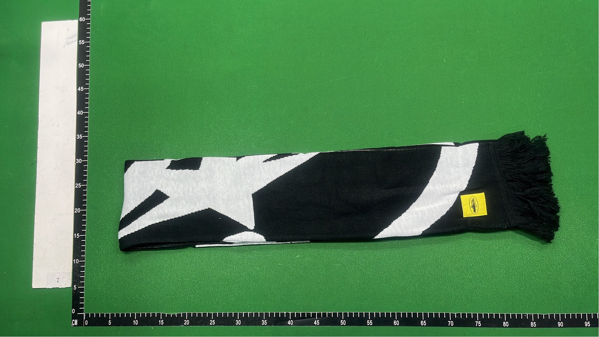 Black and White Geometric Pattern Scarf with Fringe