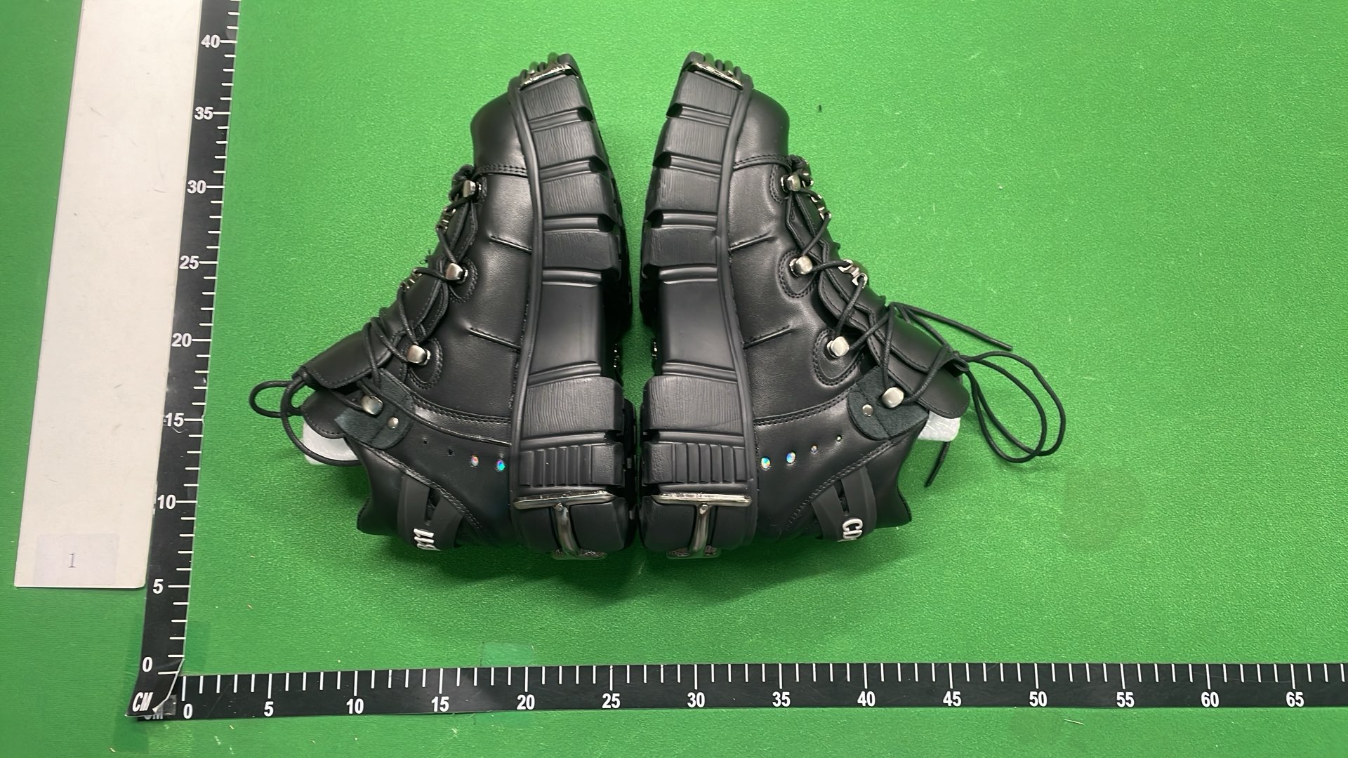 Black Platform Boots with Metal Buckles and Plush Lining
