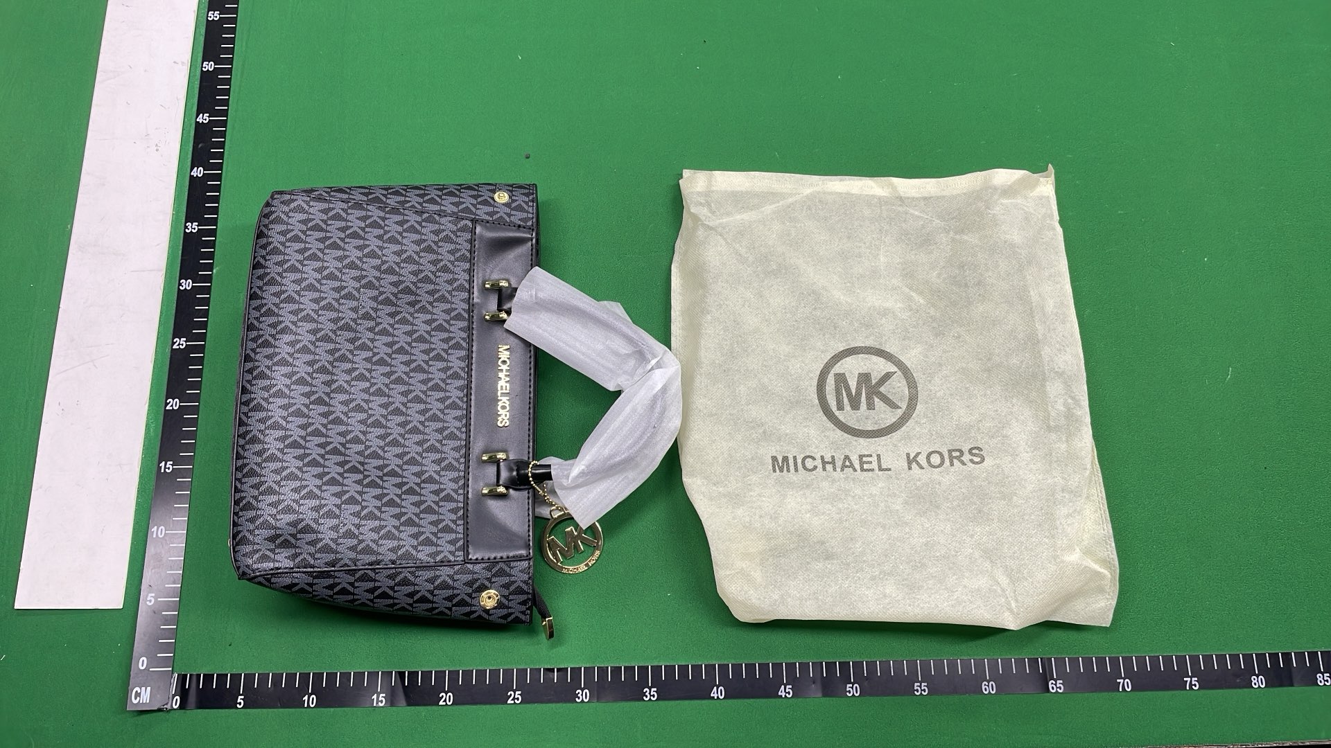 Michael Kors Logo Print Tote Bag with Gold MK Charm
