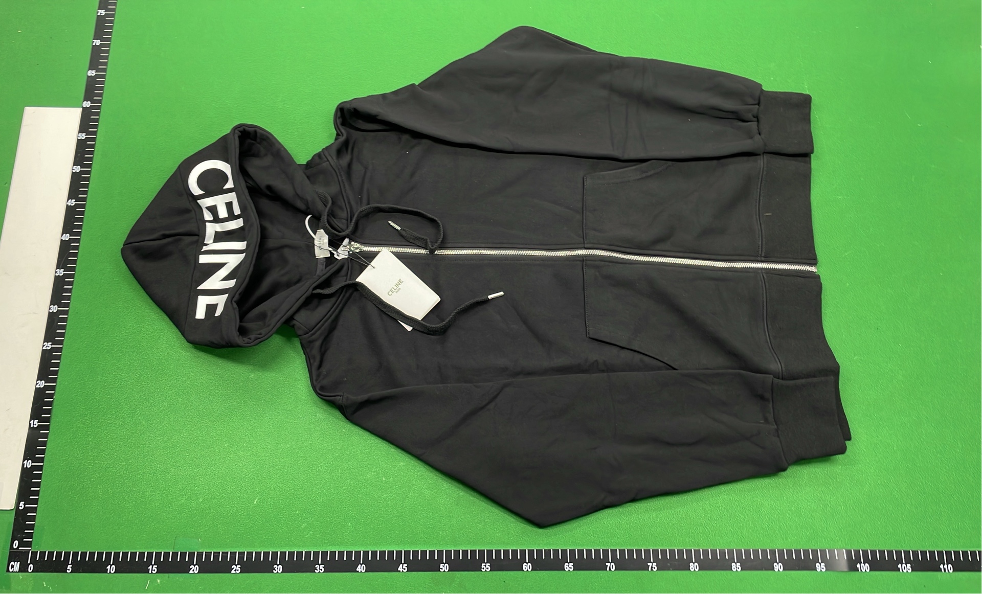 CELINE Gray Hoodie Sweatshirt with Logo Print