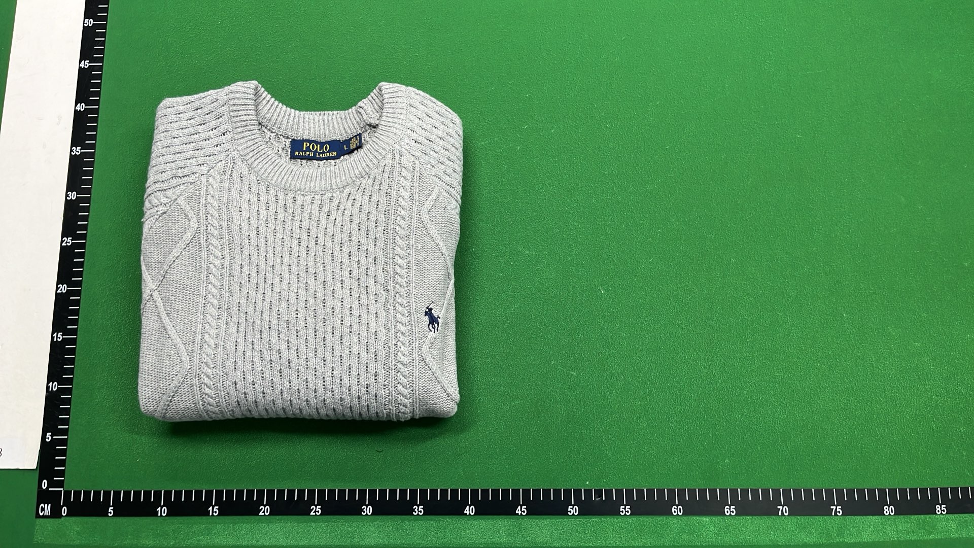 Men's Gray Cable Knit Sweater with Pony Logo