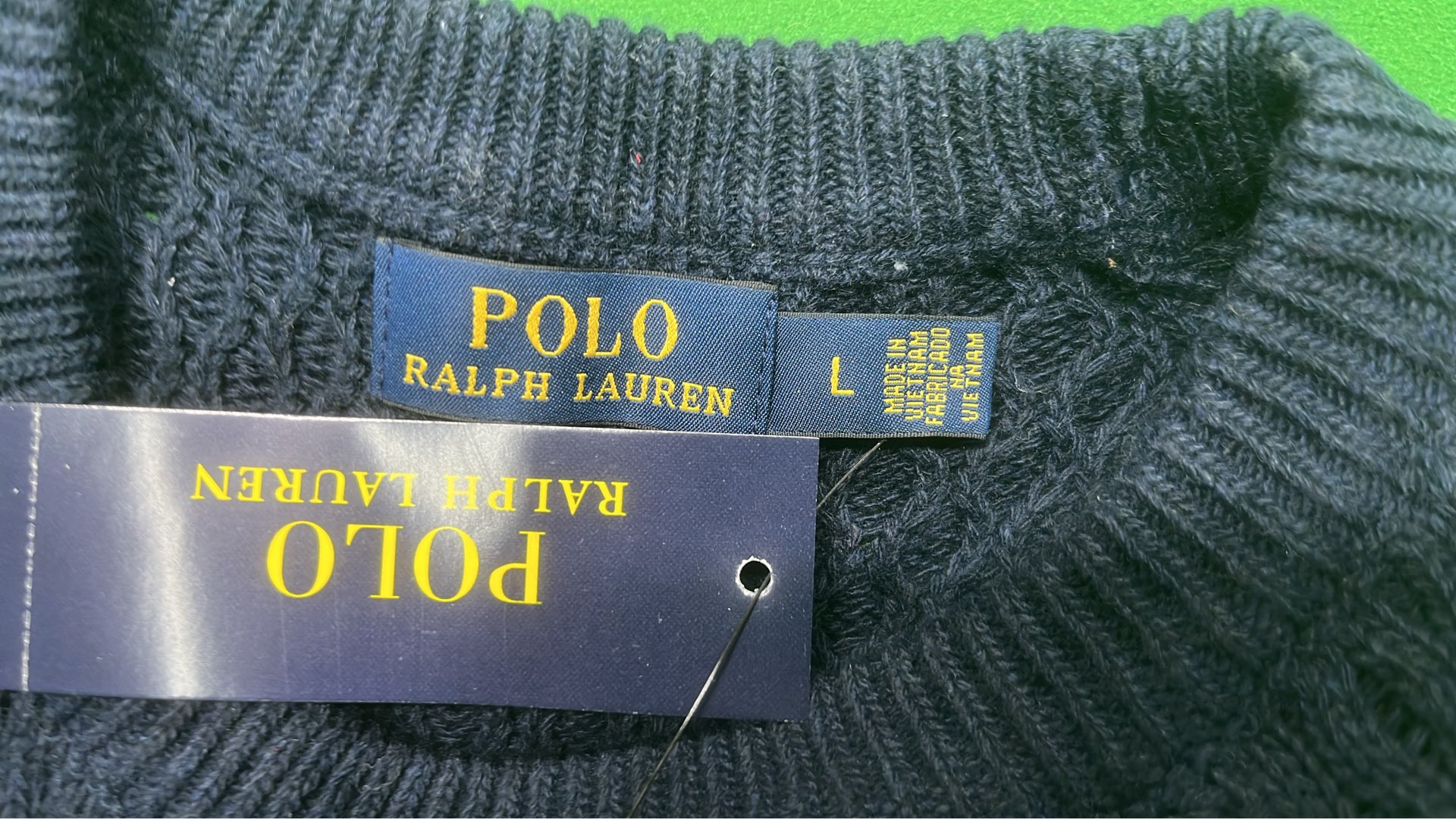 Men's Gray Cable Knit Sweater with Pony Logo
