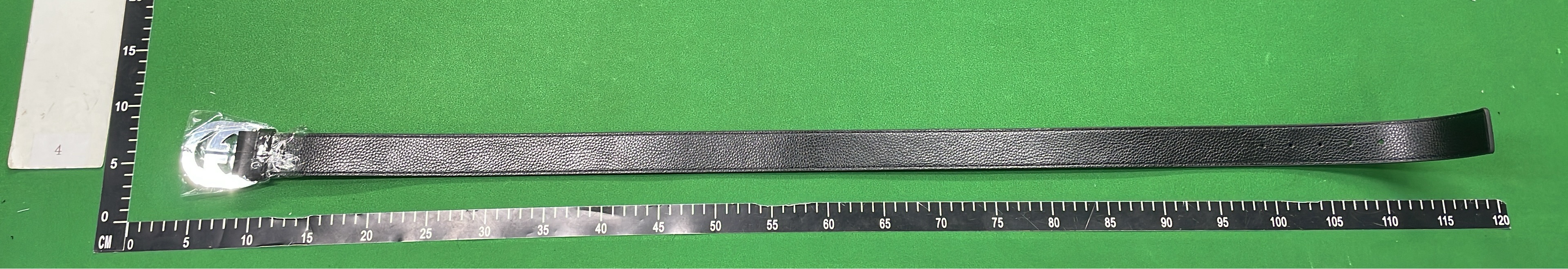 White Leather Belt with Black G Buckle and Red Green Stripe