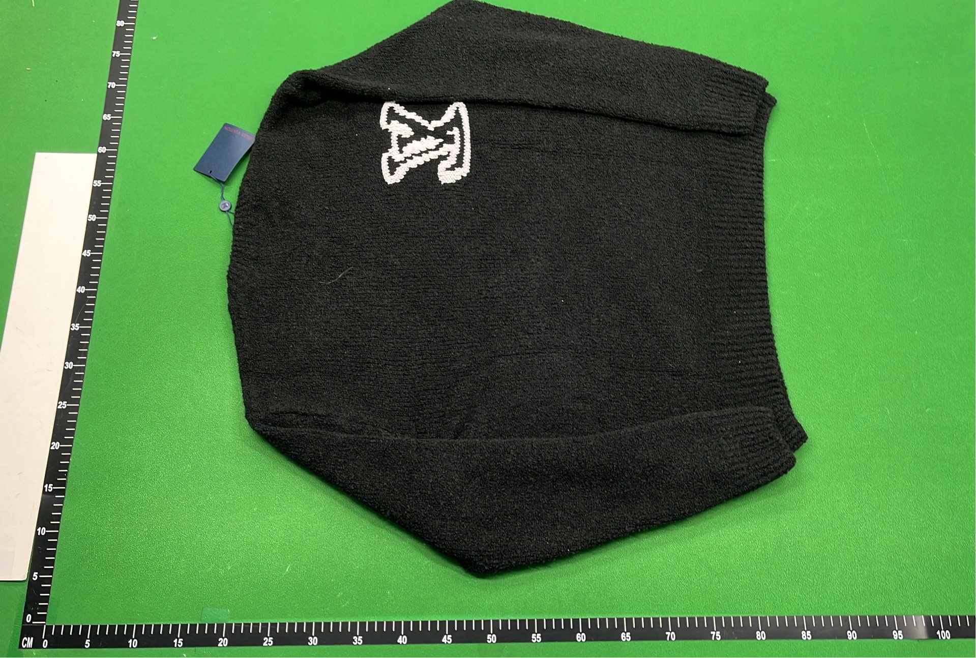 Blue Knit Sweater with Embroidered V Logo