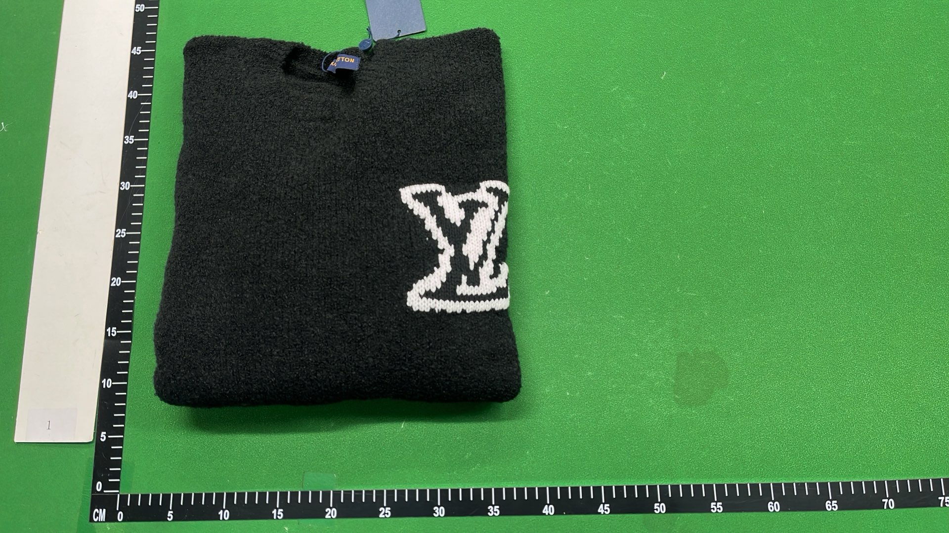 Blue Knit Sweater with Embroidered V Logo