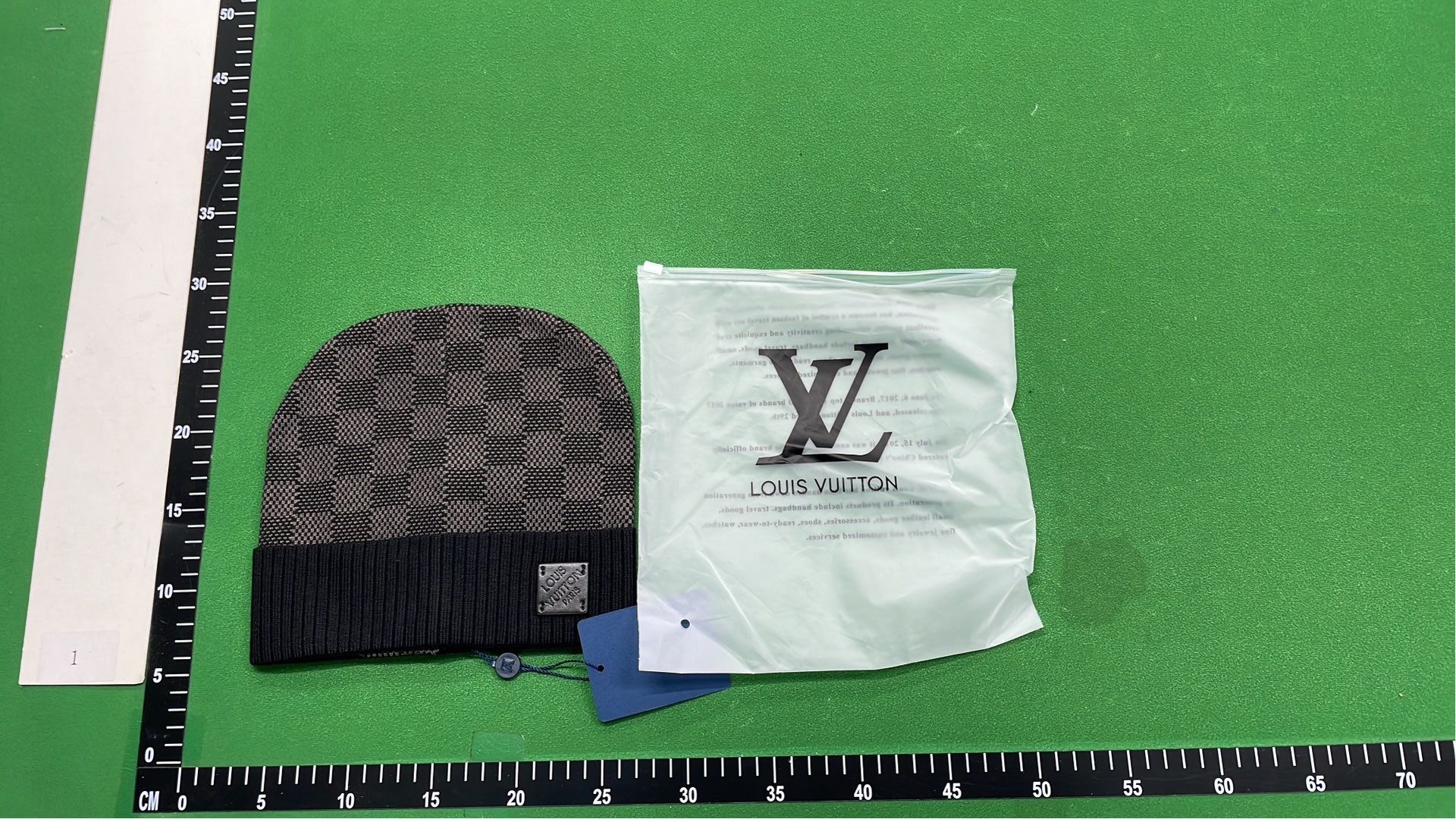LV Monogram Beanie Hat with Logo Knit Design