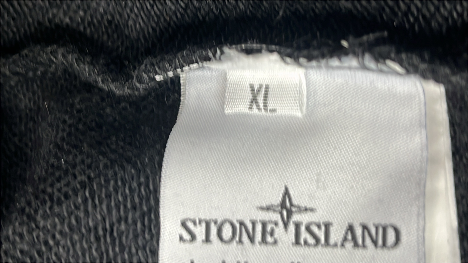 Stone Island Black Hooded Jacket with Logo Patch
