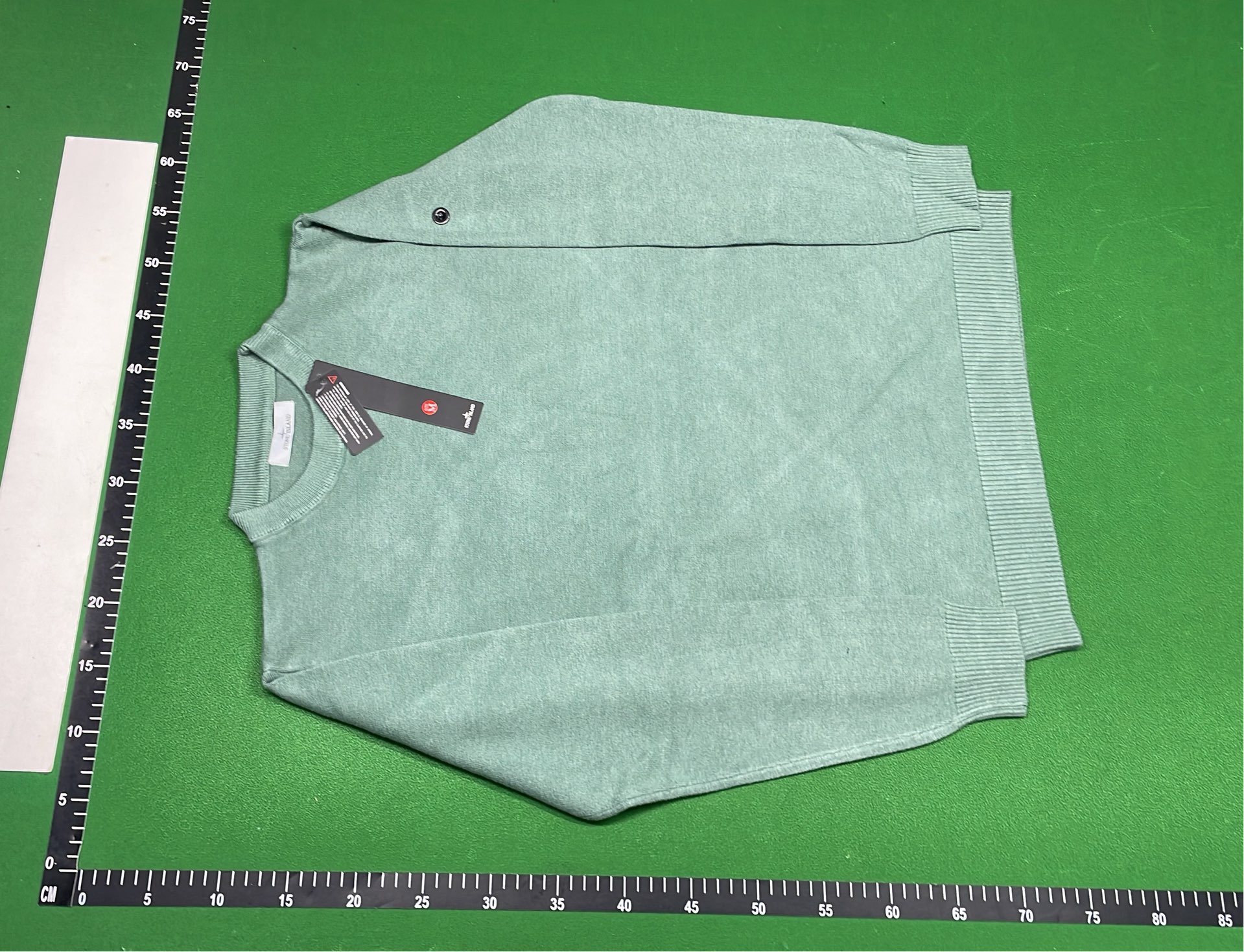 Stone Island Green Wool Sweater with Patch Logo