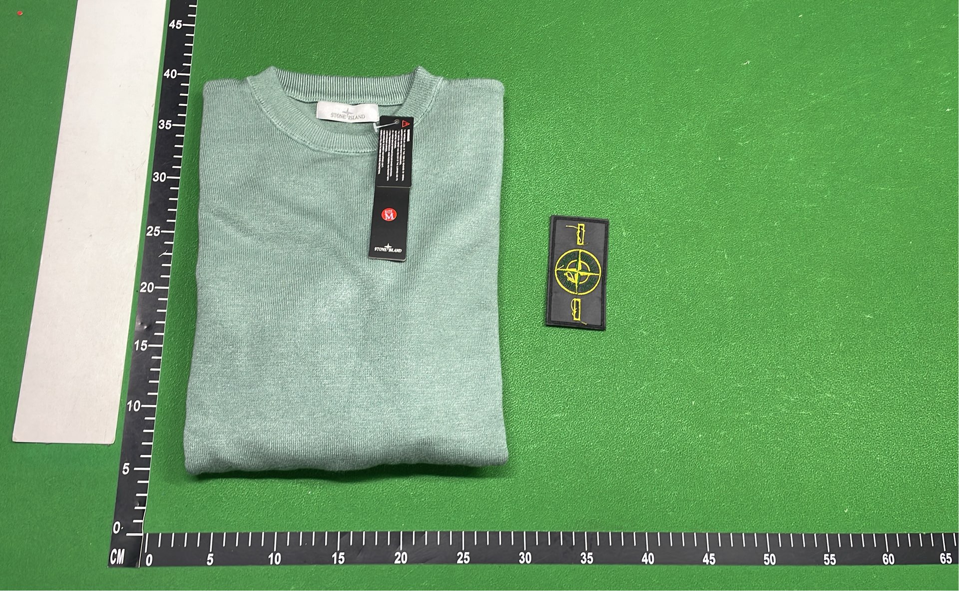 Stone Island Green Wool Sweater with Patch Logo