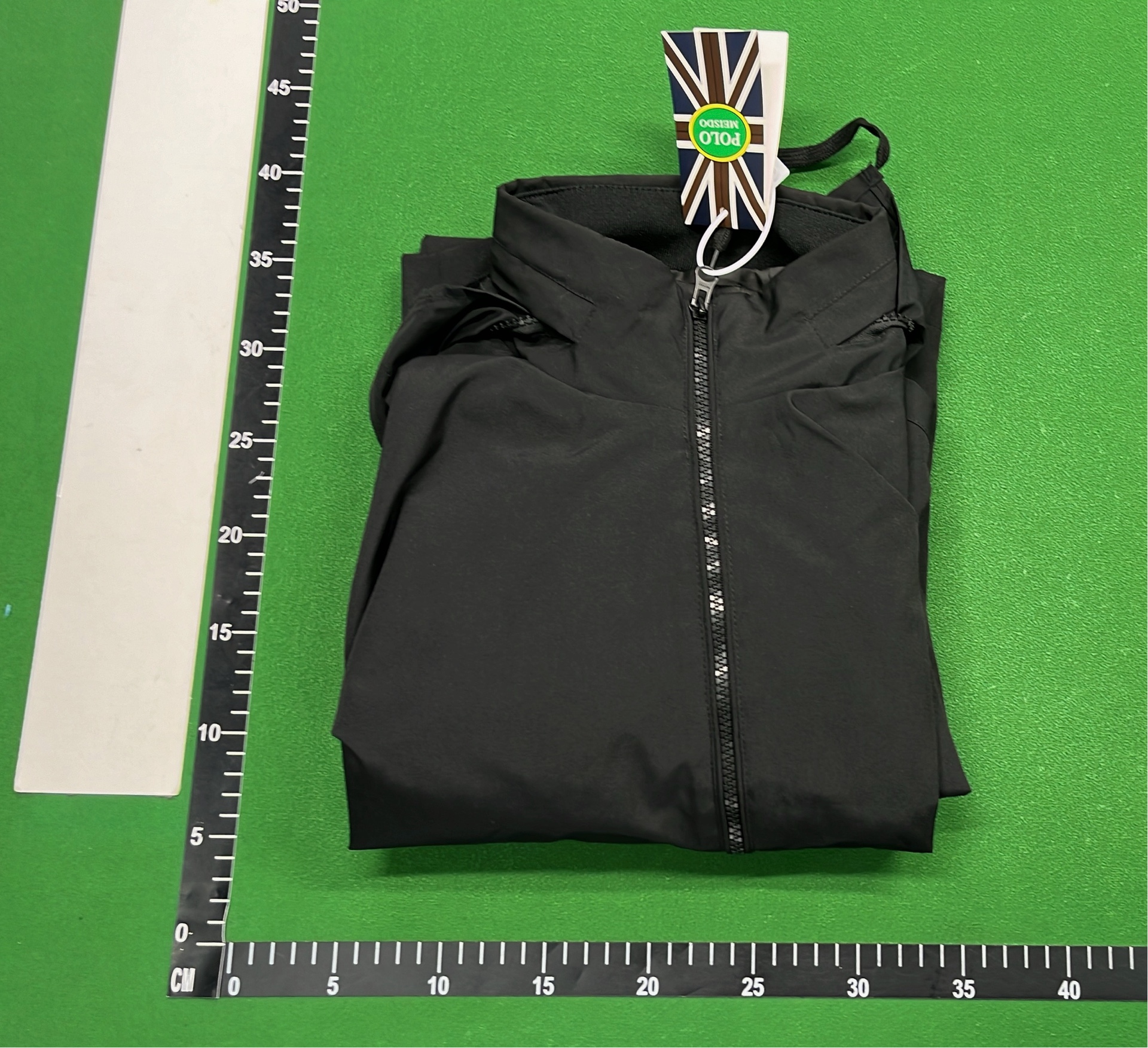 Black Hooded Windbreaker Jacket with Red Pony Logo