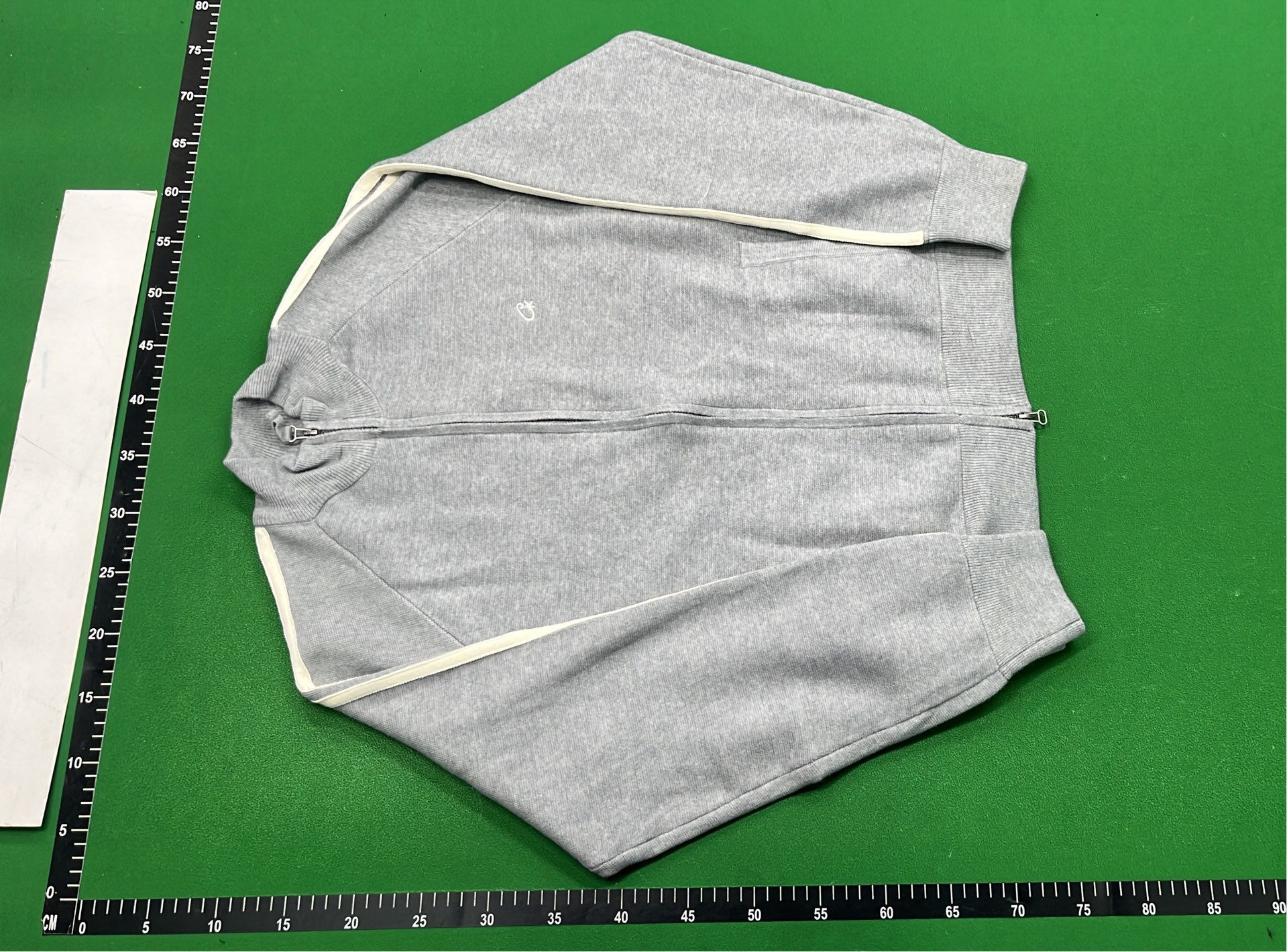 Grey Zip-Up Track Jacket with White Stripes