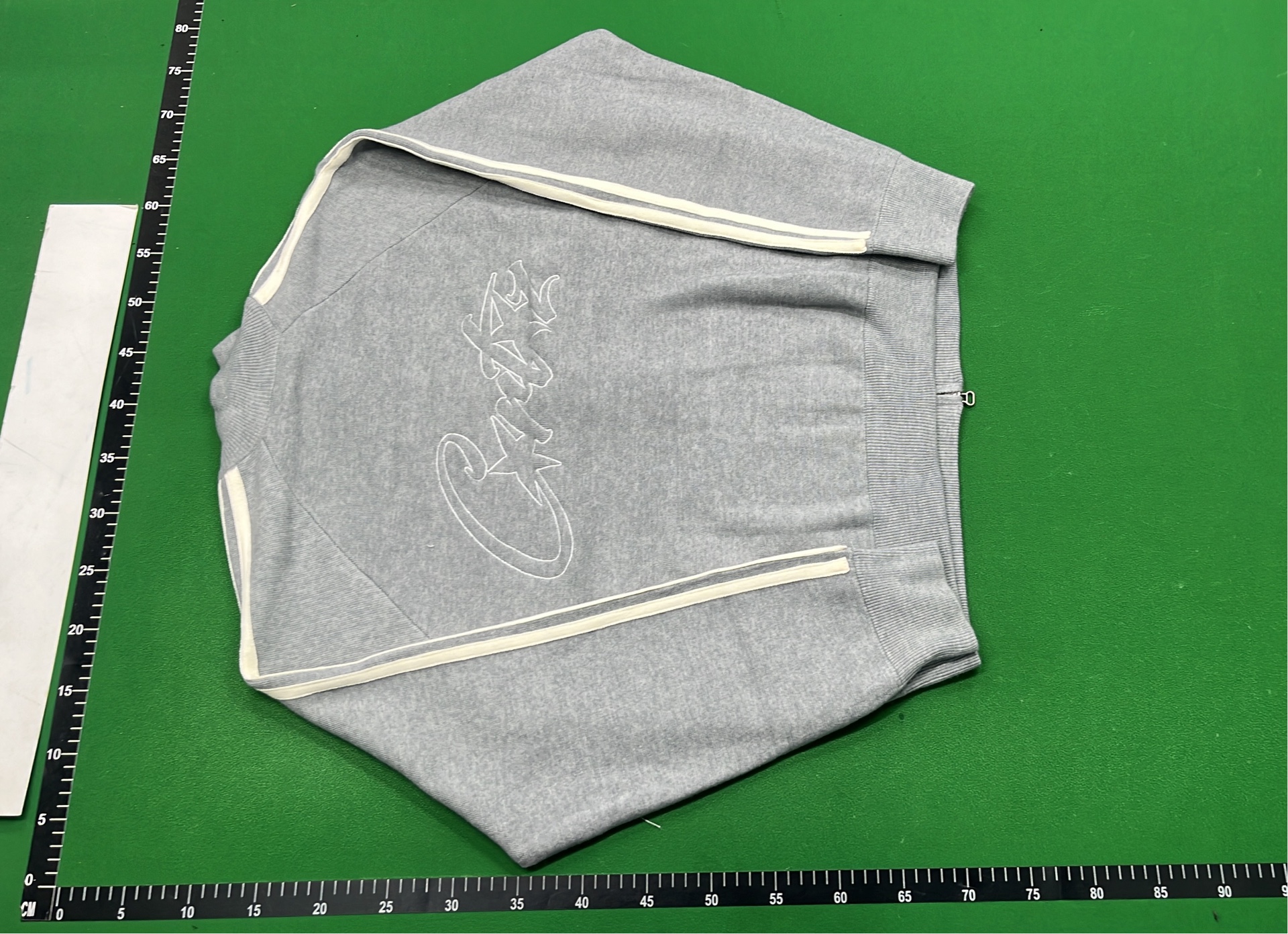 Grey Zip-Up Track Jacket with White Stripes