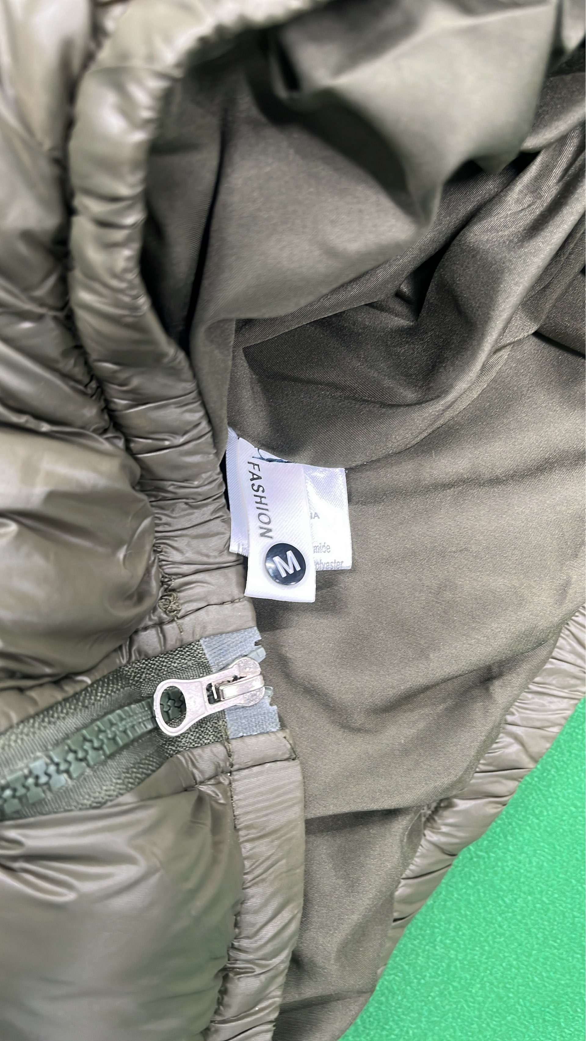Men's Olive Green Puffer Jacket with Hood