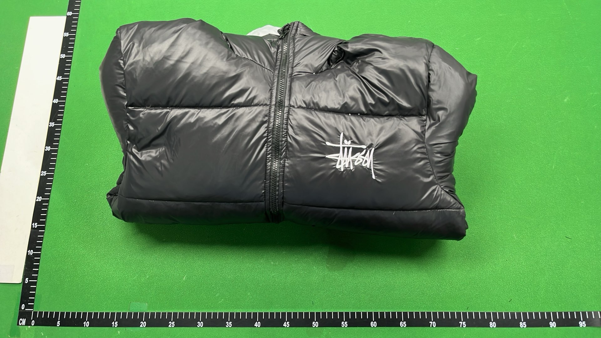 Stussy Black Puffer Jacket with Logo Hoodie