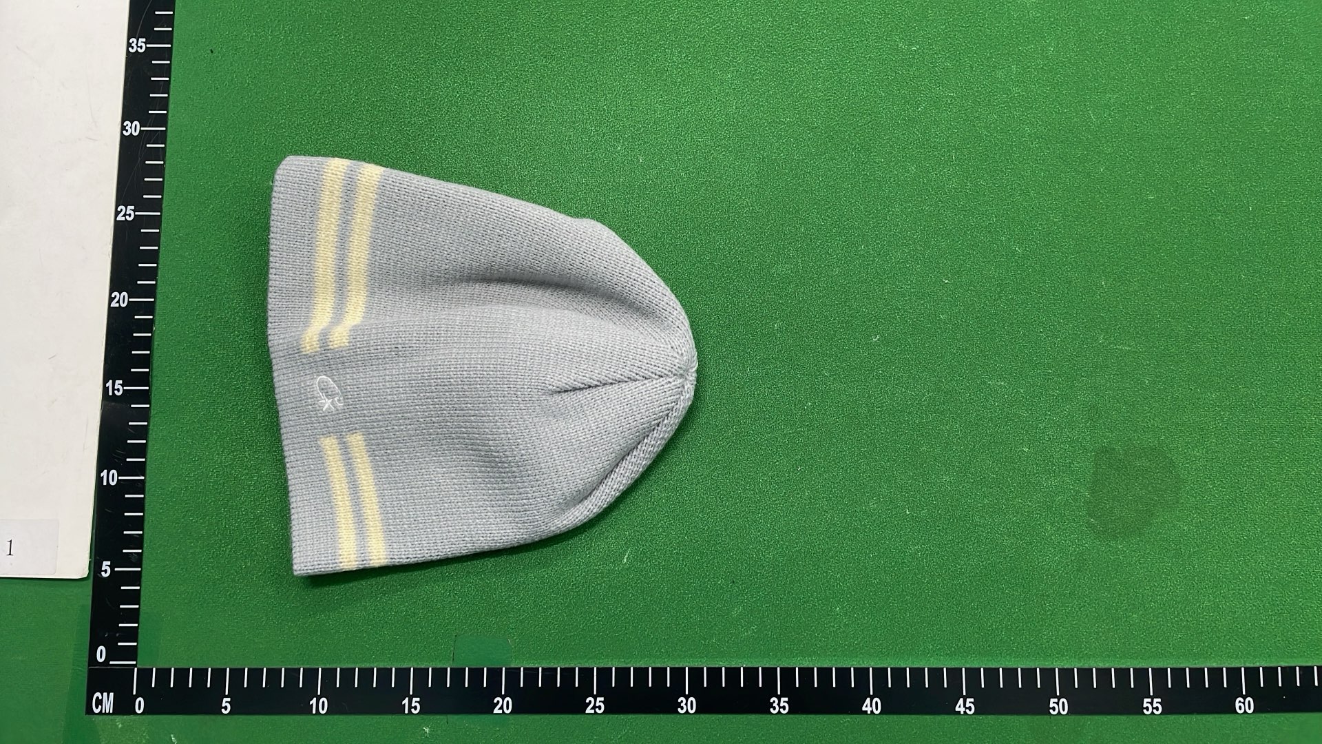 Gray Knit Beanie with Yellow Stripes