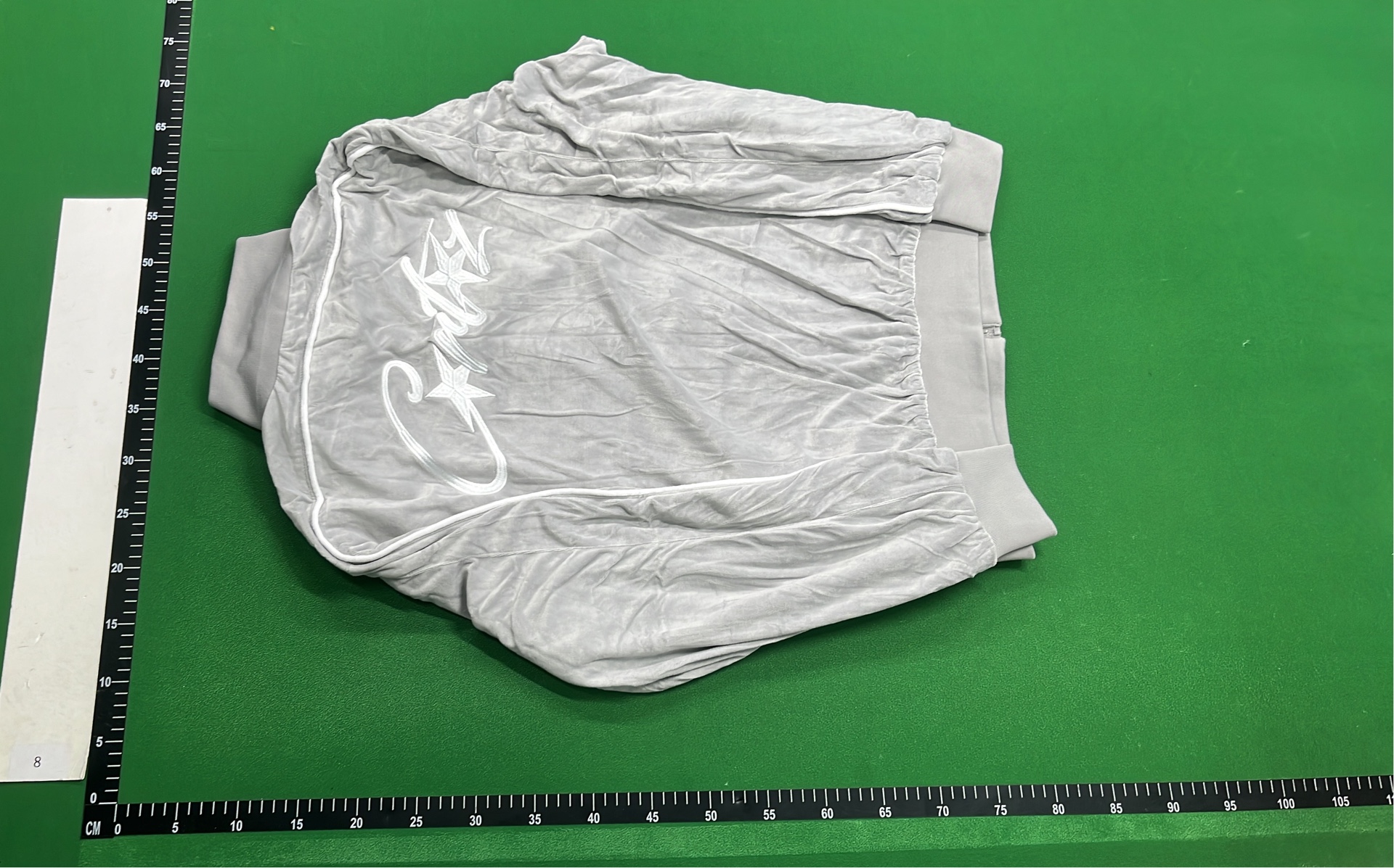 Gray Velvet Track Jacket with Embroidered Logo
