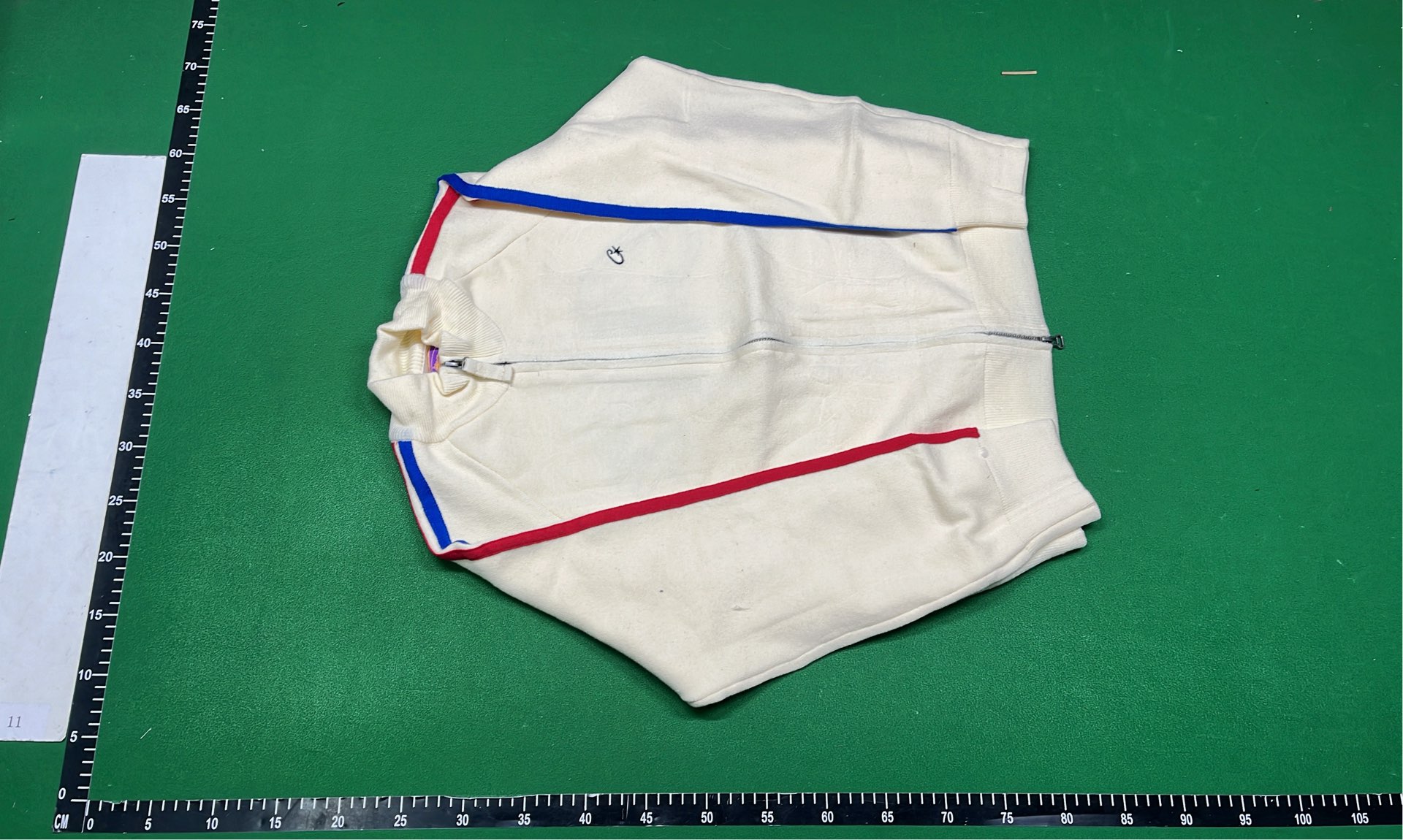 Champion Cream Track Jacket with Red and Blue Stripes