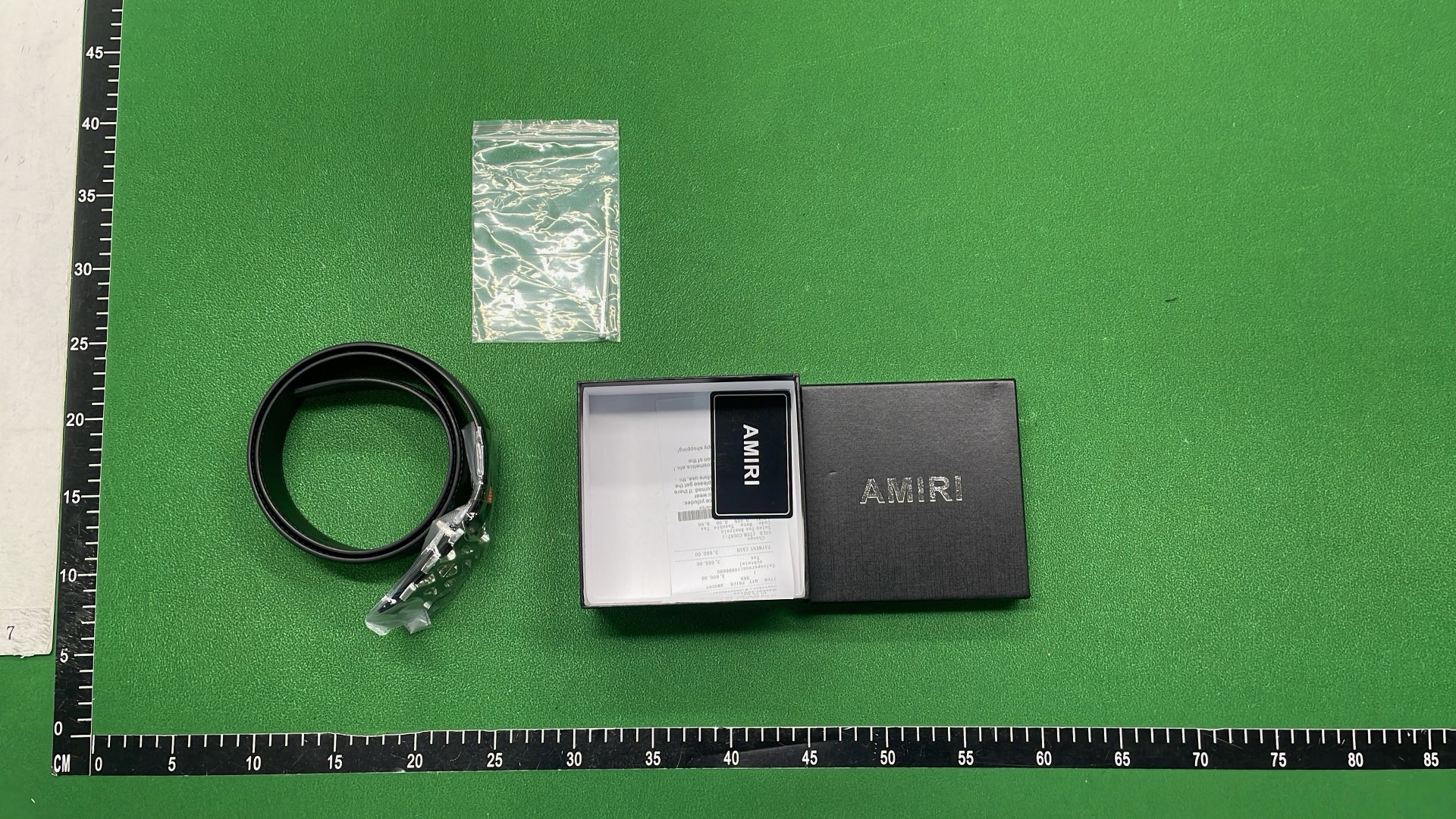 AMIRI Black Leather Belt with Logo Buckle