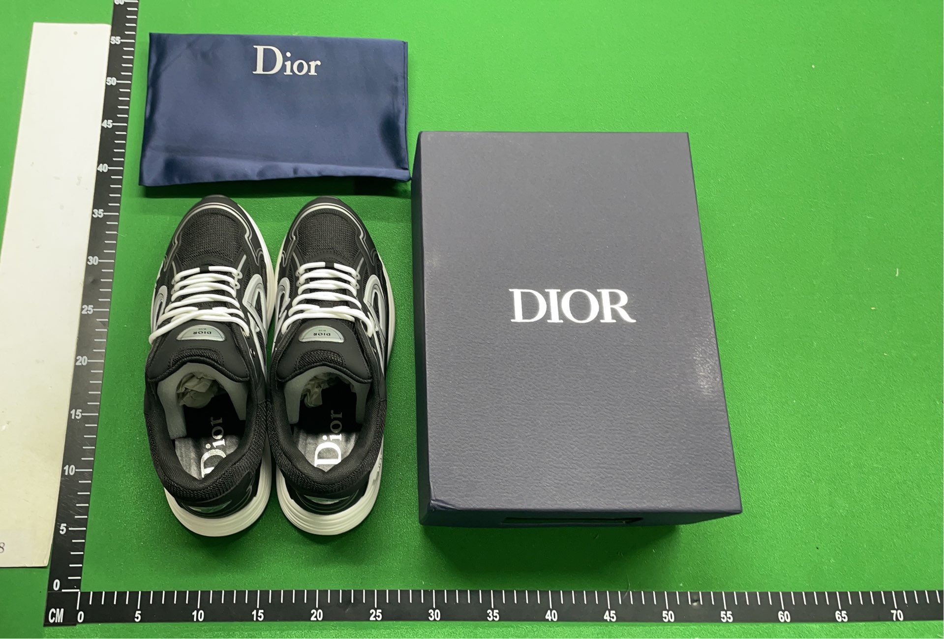 Dior Men's Sneakers - Black, White, Orange & Blue Athletic Shoes