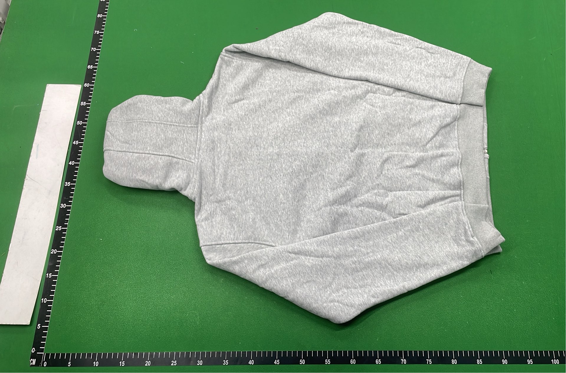 Gray Zip-Up Hoodie with Check Lining and Front Pockets