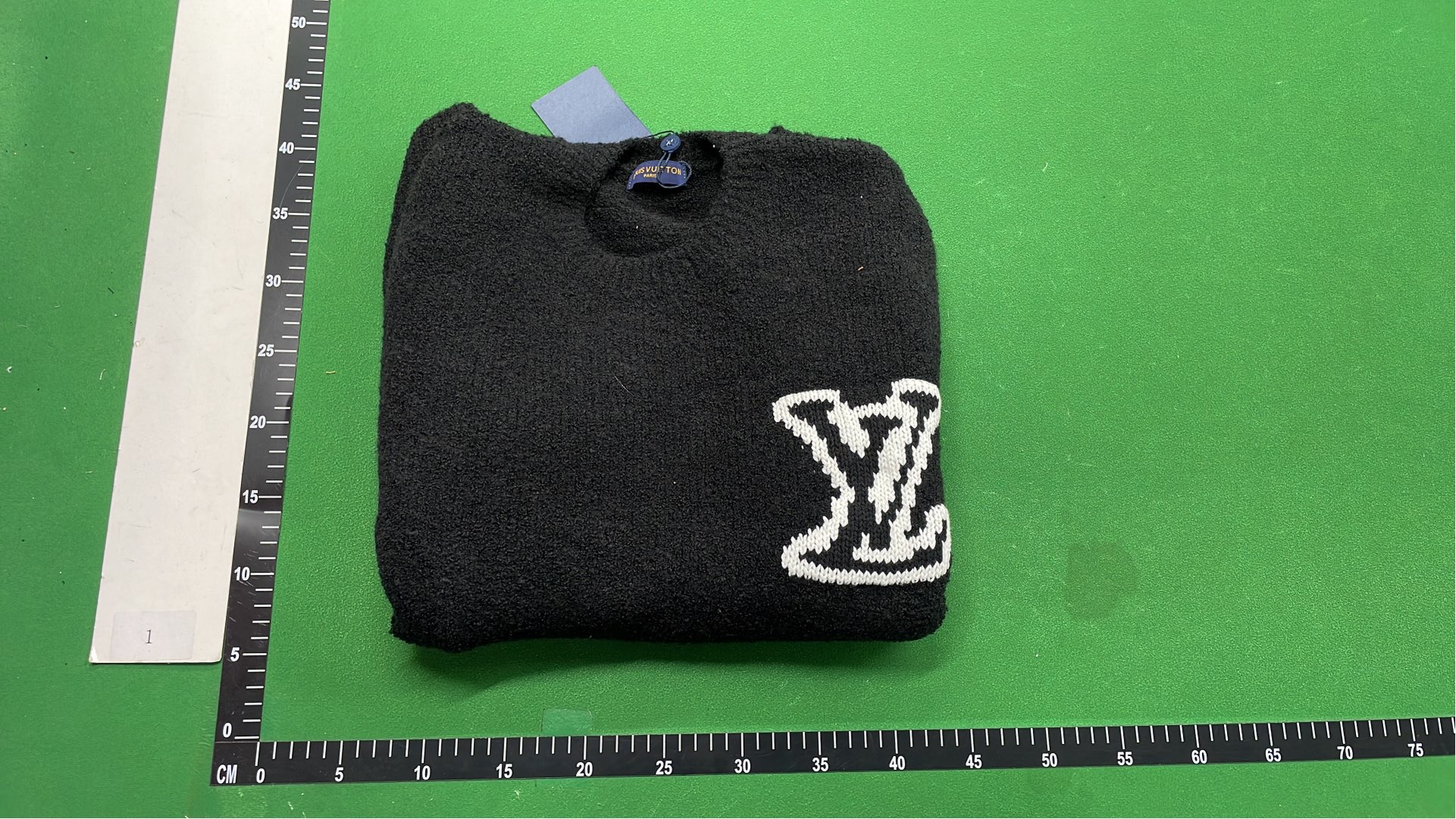Blue Knit Sweater with Embroidered V Logo