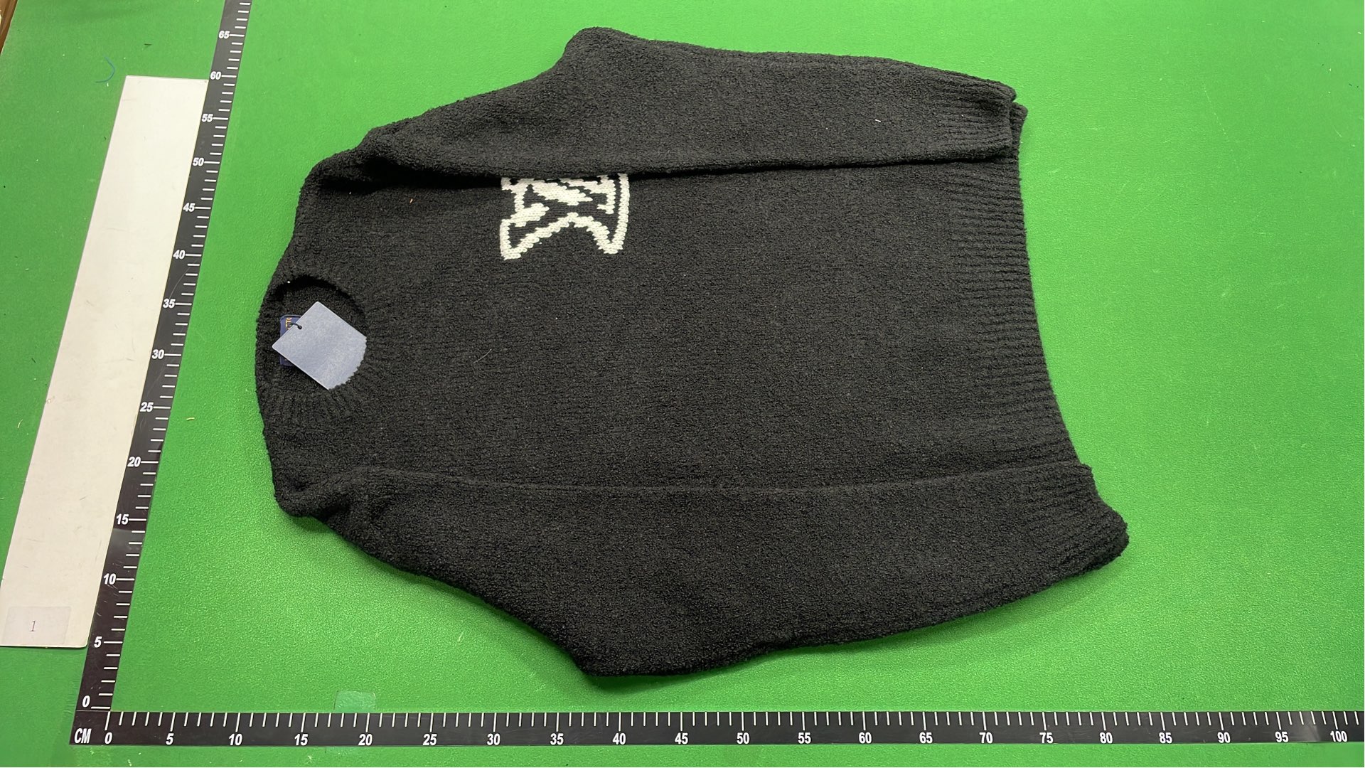 Blue Knit Sweater with Embroidered V Logo