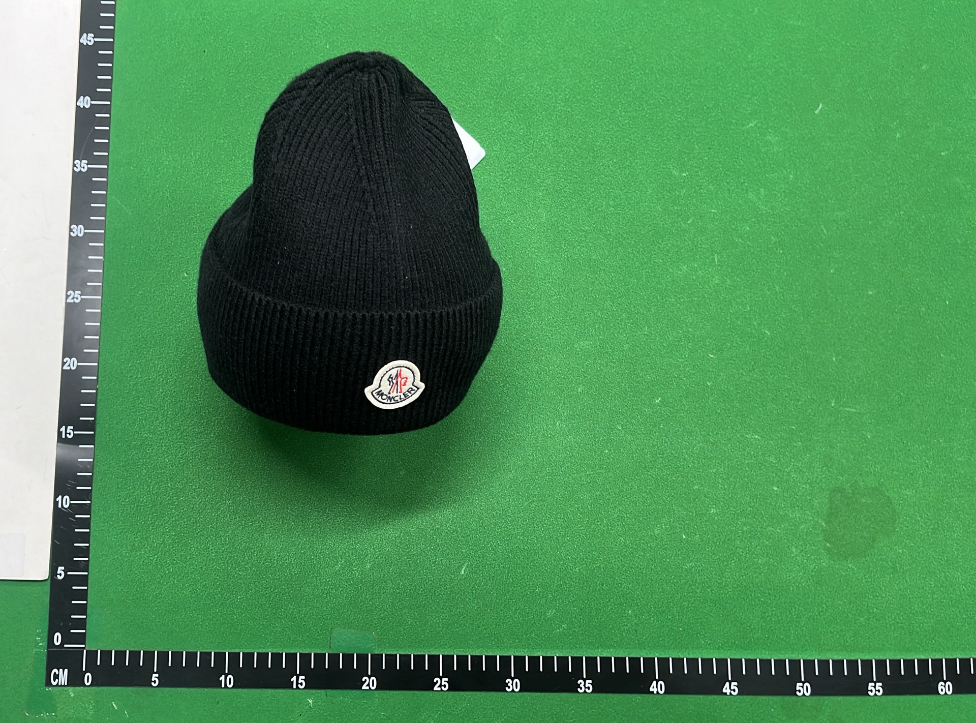 Moncler Black Knit Beanie Hat with Logo Patch