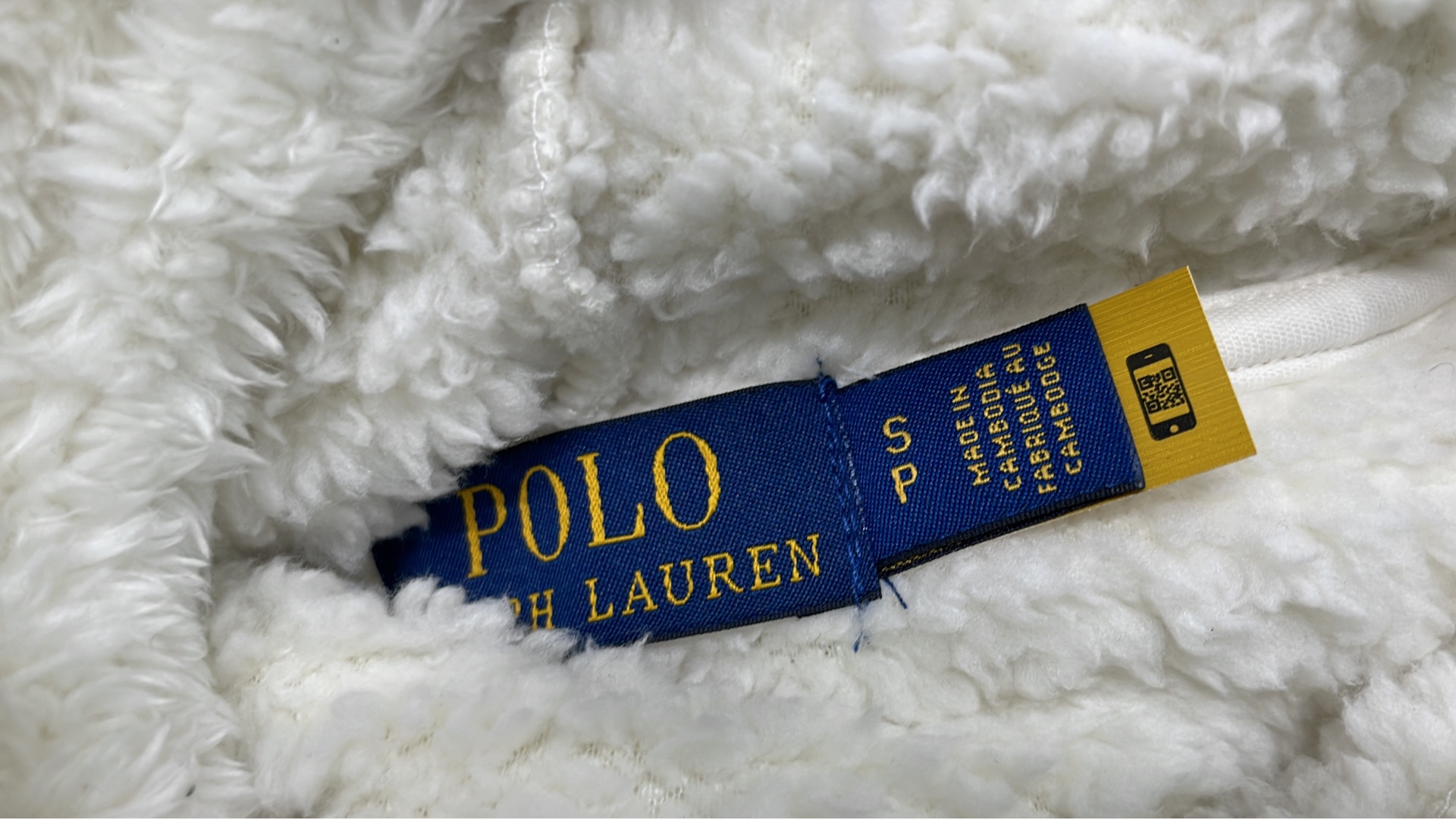 White Fuzzy Hoodie Polo Ralph Lauren Logo Sweatshirt