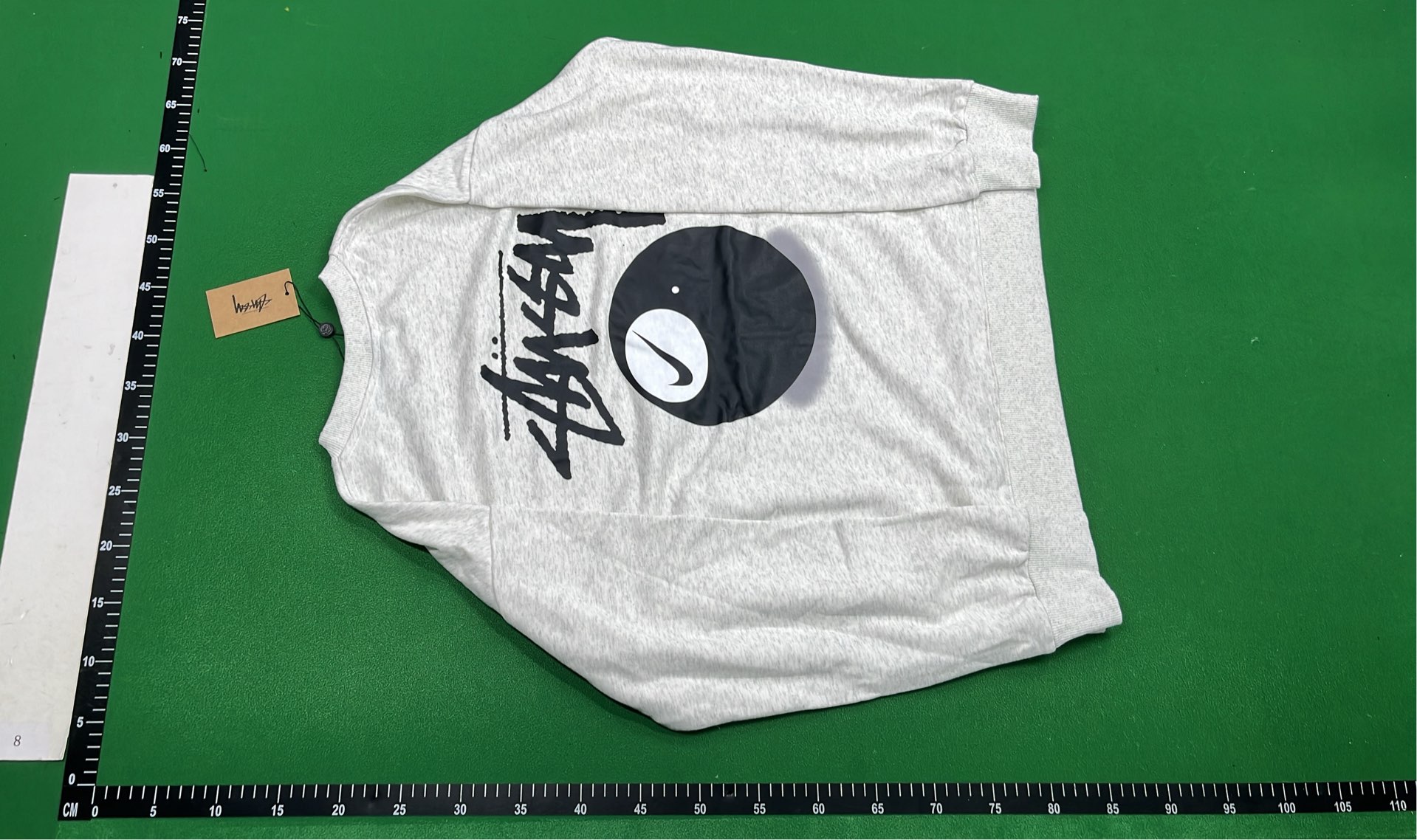 Stussy Gray Crewneck Sweatshirt with Logo Print