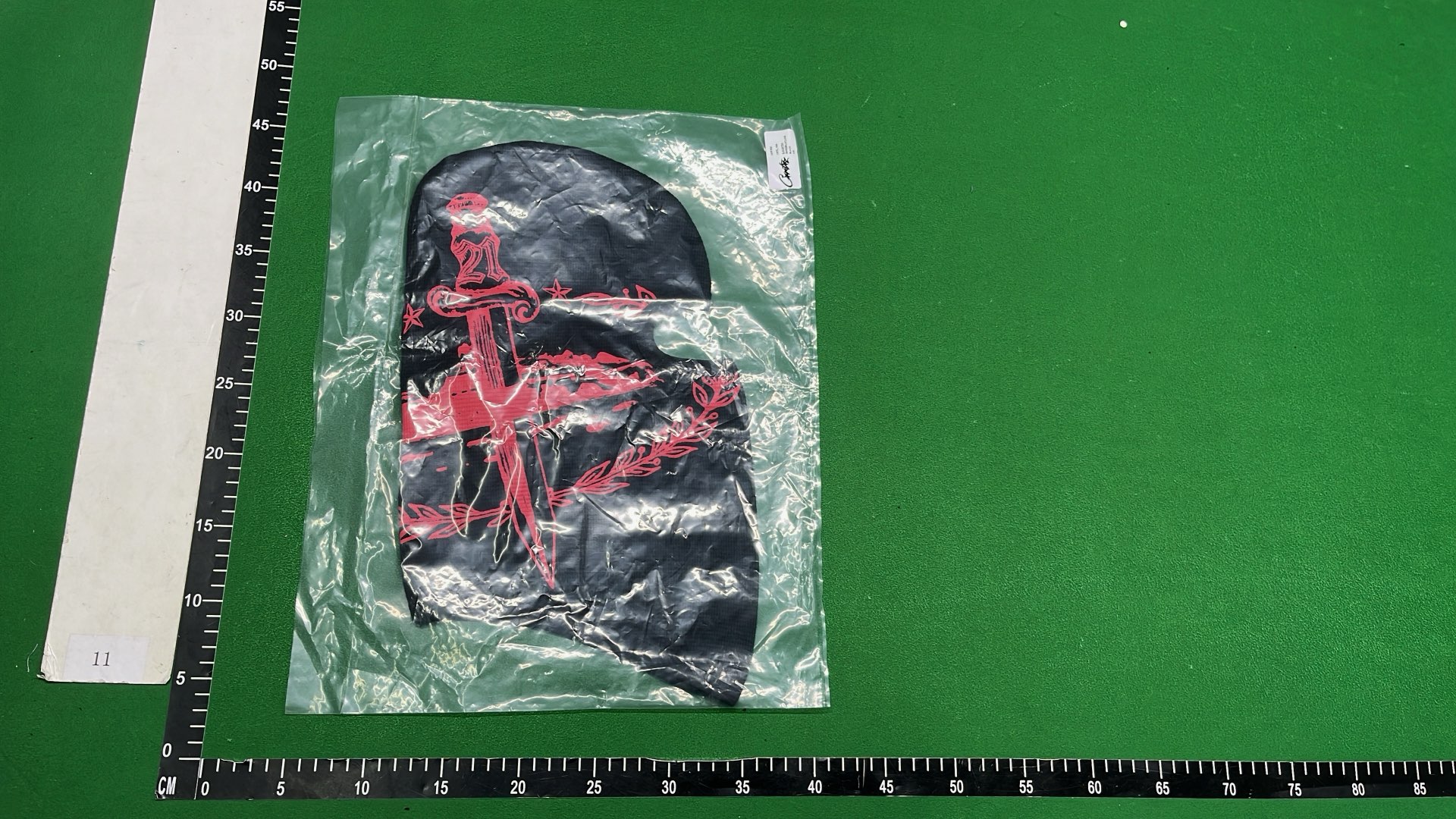 Black Balaclava with Red Graphic Design