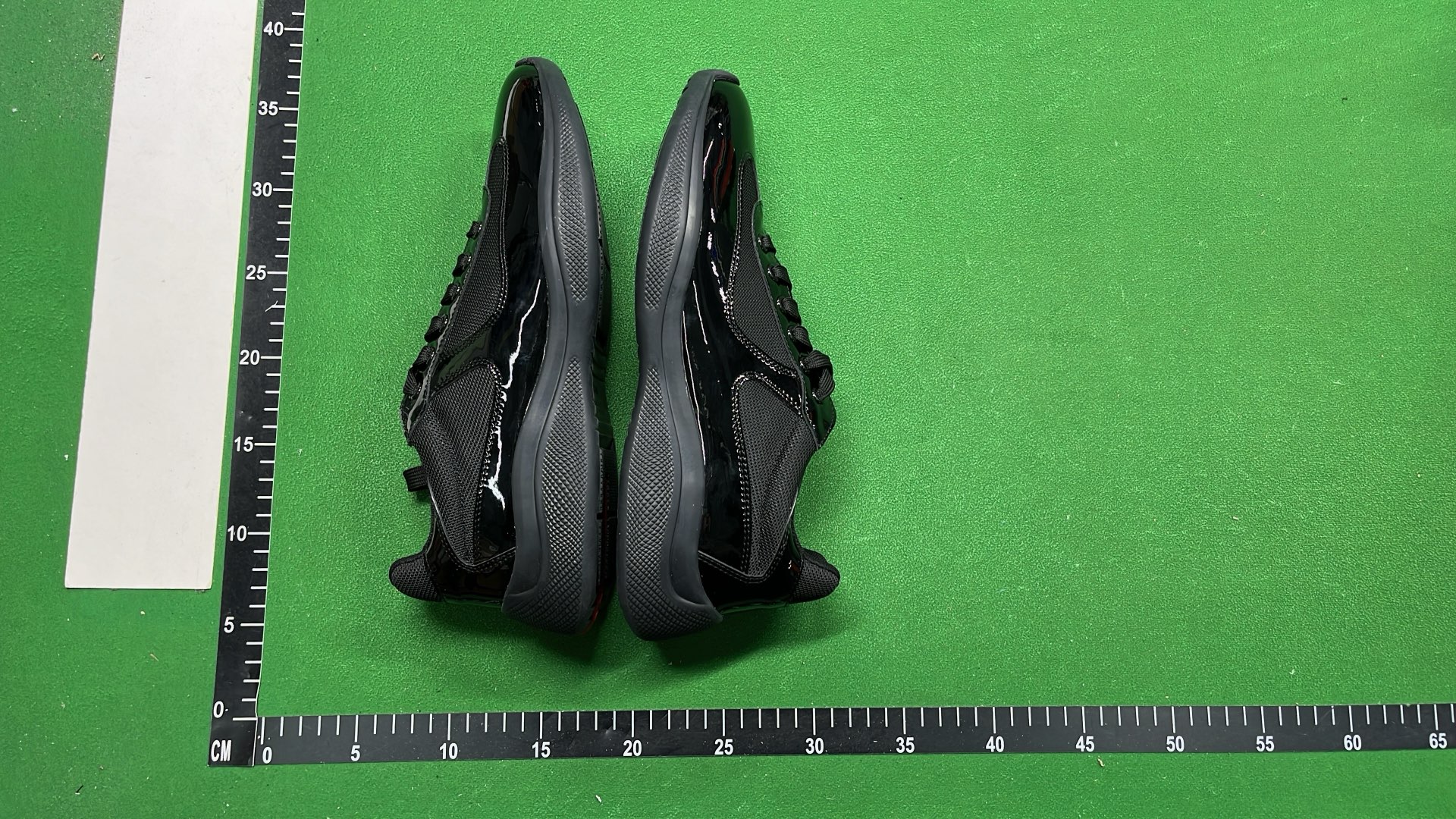 Black Patent Leather Sneakers with Red Accent